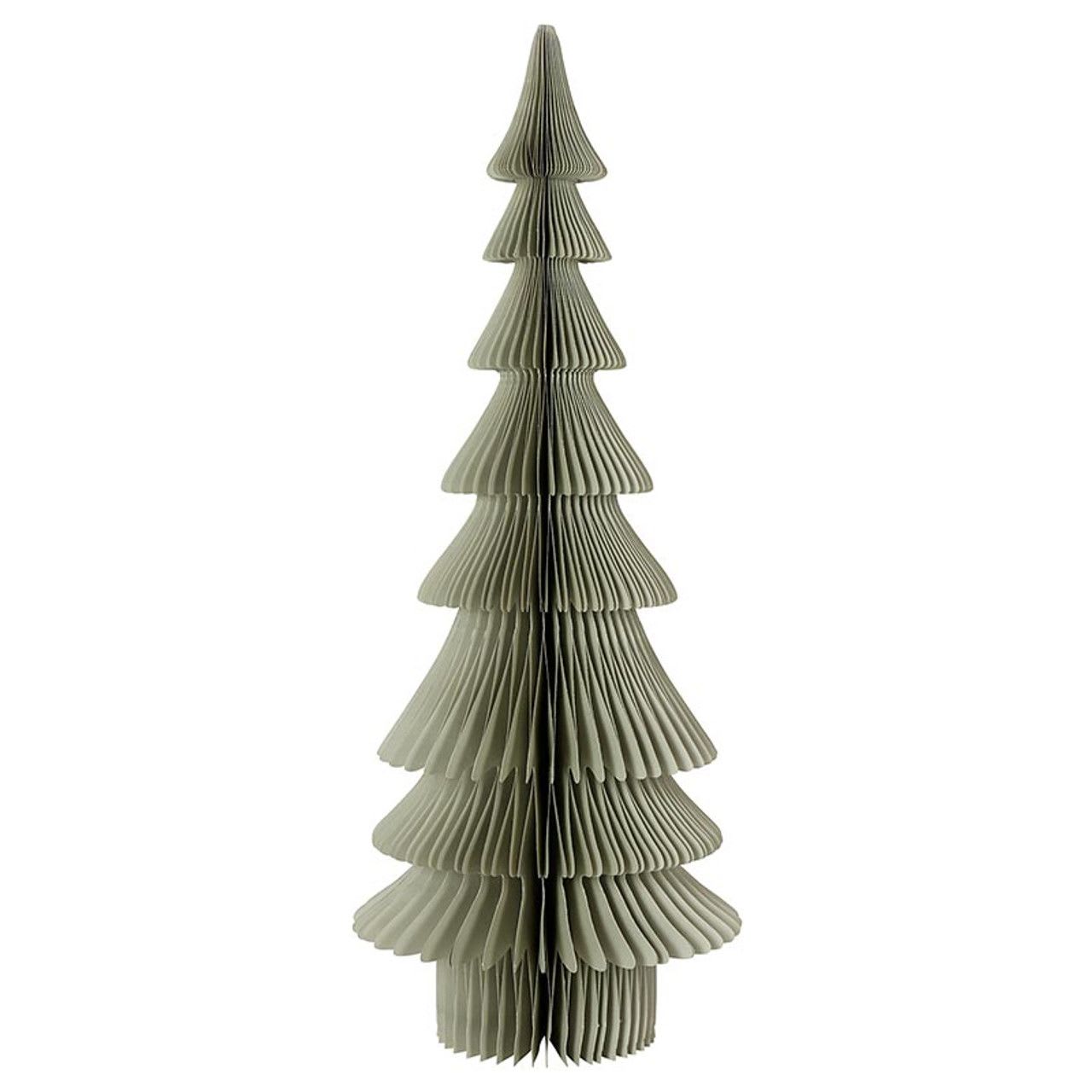 Paper Tree - Siberian Fir Sage Grey 24" - Make it Merry with this fabulous paper forest. Elegant and festive, this honeycomb paper tree instantly sets the scene! A modern take on traditional tabletop trees. Fun, Festive + Easy to use and store. With their built-in magnets, we love how easily they fold and store away. Ready to use year after year. Tree: 24" H, Gift Box: 5" W x 24" H x .7" D