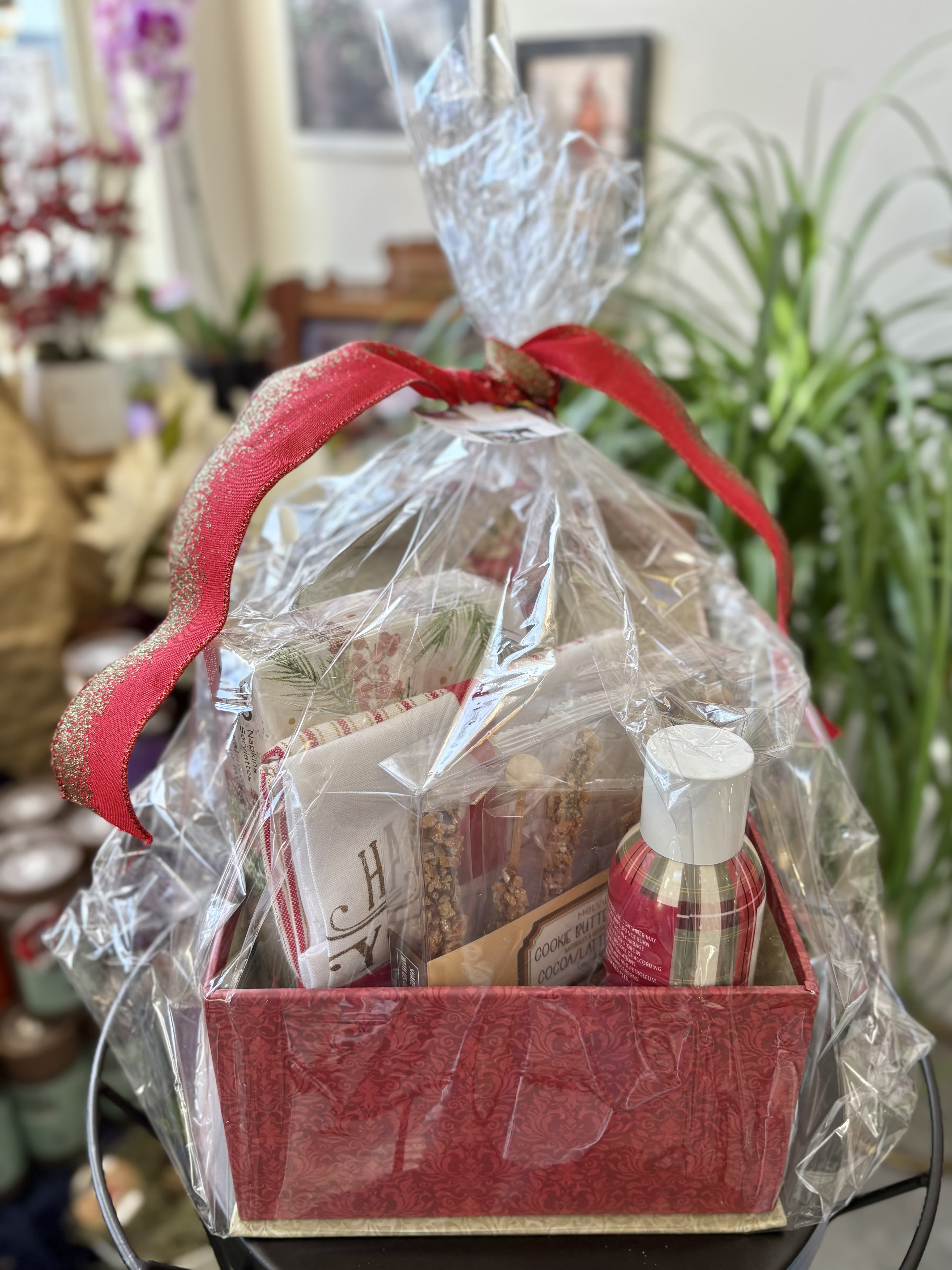 Holiday Gift Basket 1 - Baskets Galore by Nanci Lovely custom gift basket made locally. Perfect for the holiday season!  *Please note product description may not contain all items included in gift set. 