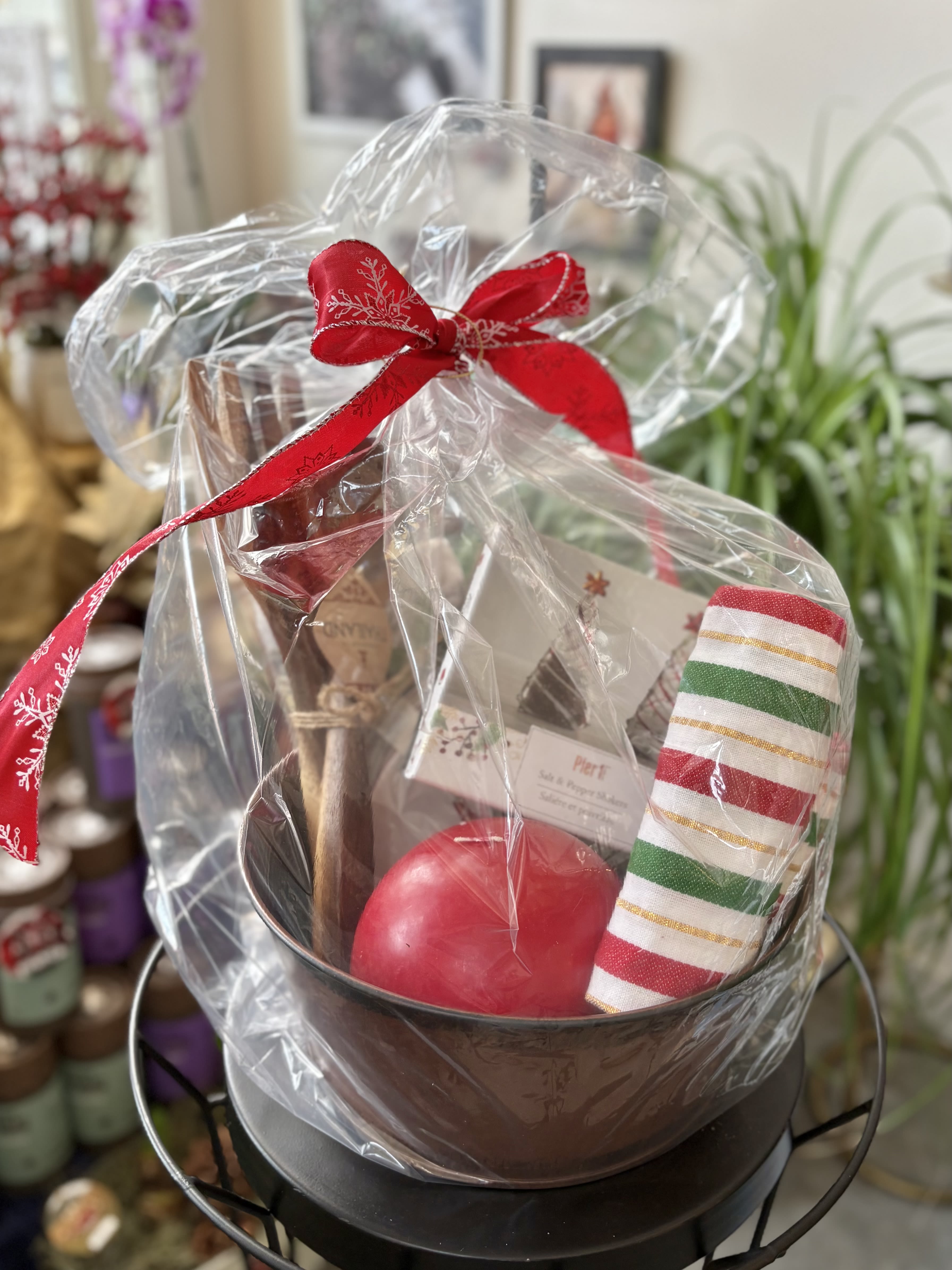 Holiday Gift Basket 16 - Baskets Galore by Nanci Lovely custom gift basket made locally. Perfect for the holiday season!  *Please note product description may not contain all items included in gift set. 