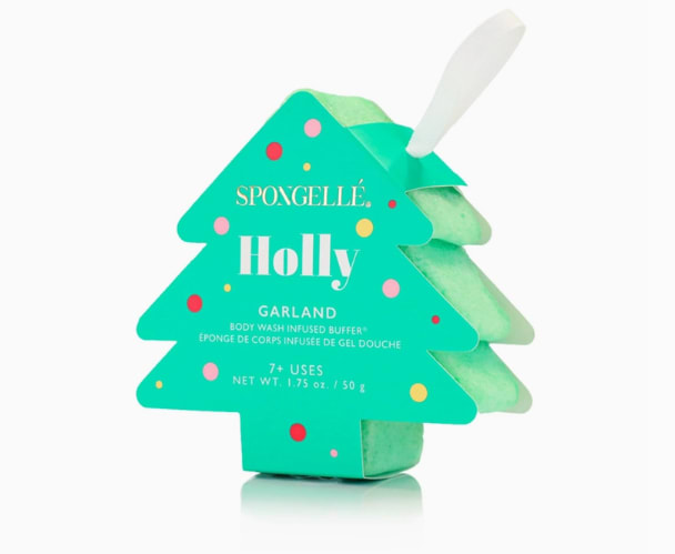 HOLLY SPONGELLE | BATH SPONGE | CHRISTMAS TREE SHAPE - Add a touch of holiday cheer to your shower routine with Spongelle’s® tree-shaped ornament body wash infused buffers® - the perfect way to pamper yourself this festive season! Each buffer is shaped like a Christmas tree, package like an ornament, and infused with luxurious body wash to leave your skin feeling soft, smooth, and refreshed. This all-in-one beauty treatment is good for 7+ uses each.