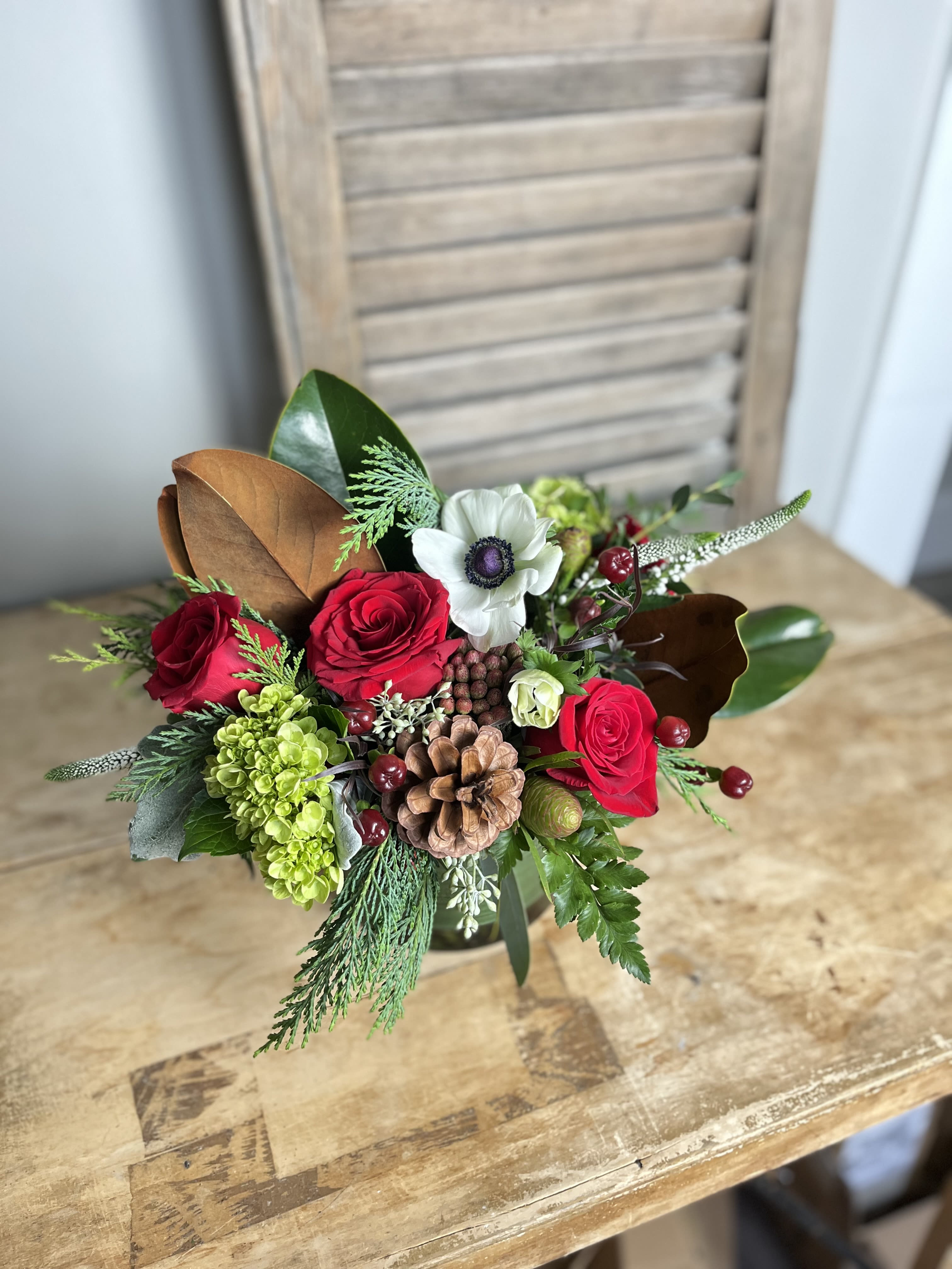 Holiday Traditions - Deluxe shown. Classic velvety reds and whites with winter textures like cedar, magnolia and pinecones