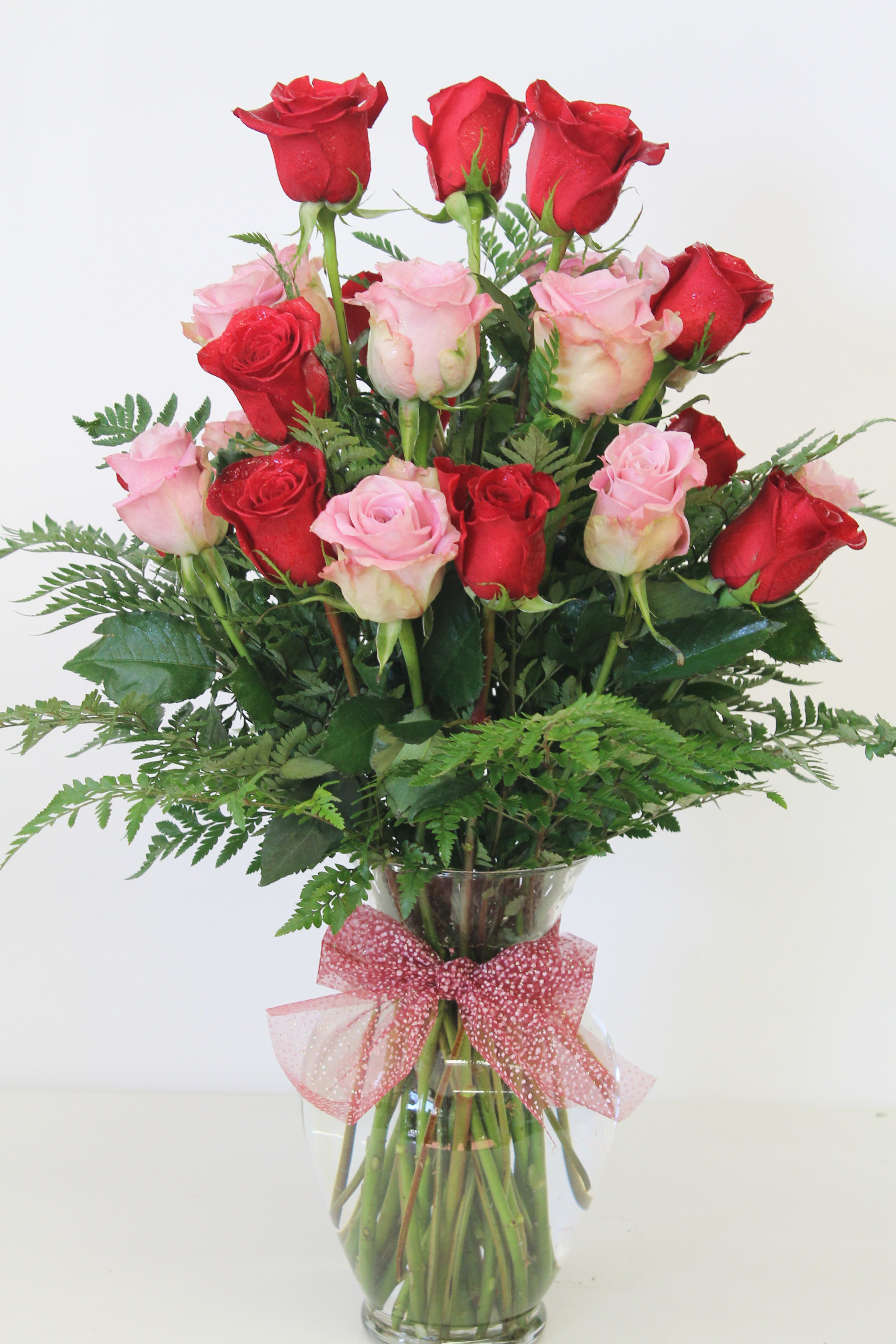 Red &amp;amp; Pink Rose Mix x24/26 - 12 Pink + 12 Red Roses