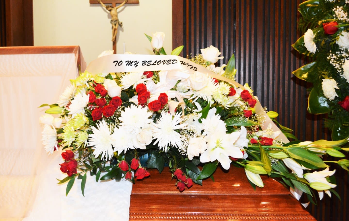 "Rest in Love" Casket Spray *Due to availability of Lily's, Roses will be used if unavailable. - A beautiful array of Spring flowers, Lily's, and Roses. *If you have a specific color scheme please note in Special instructions box when ordering.