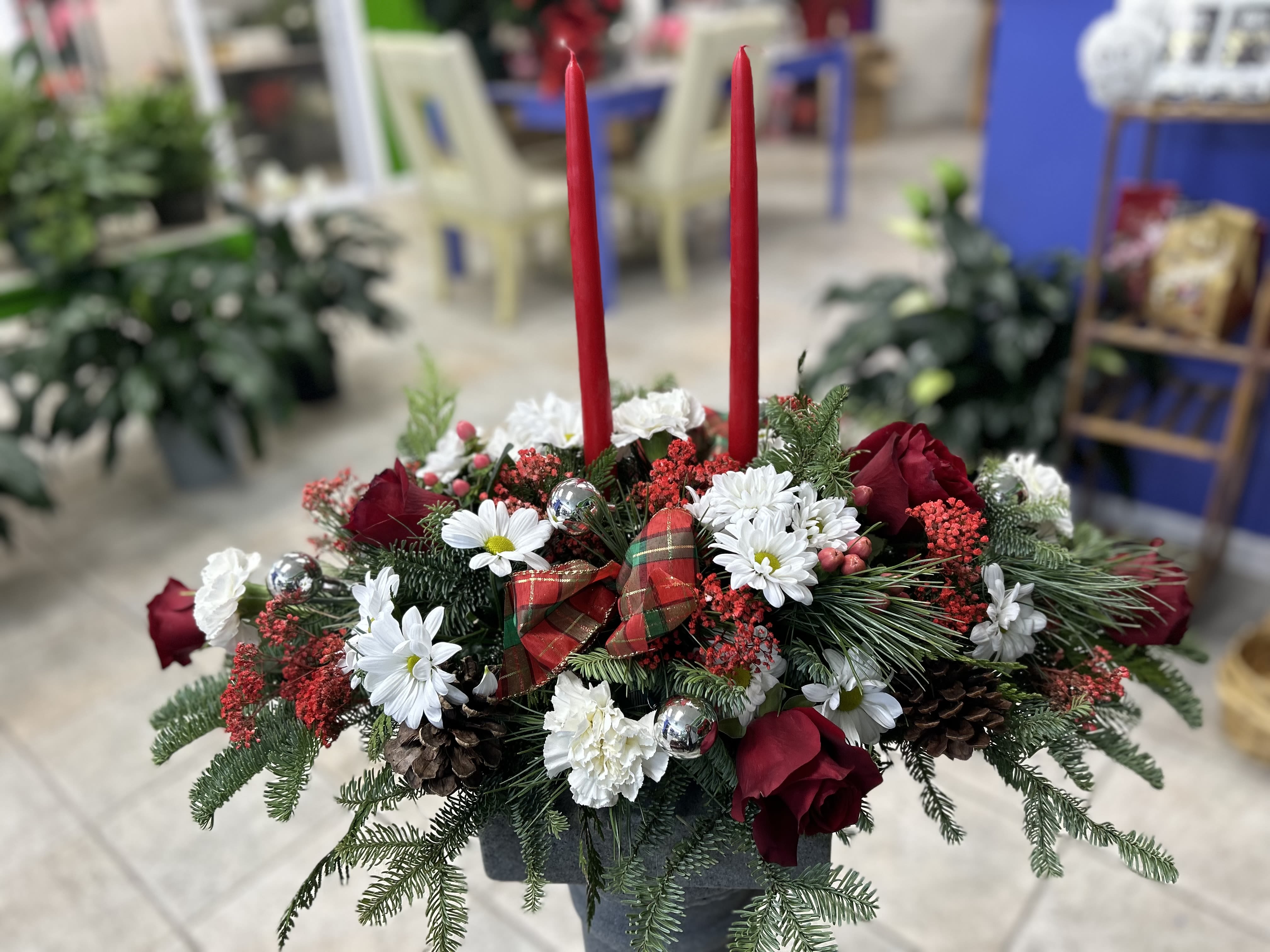 Christmas Centerpiece  - Center piece with candles 