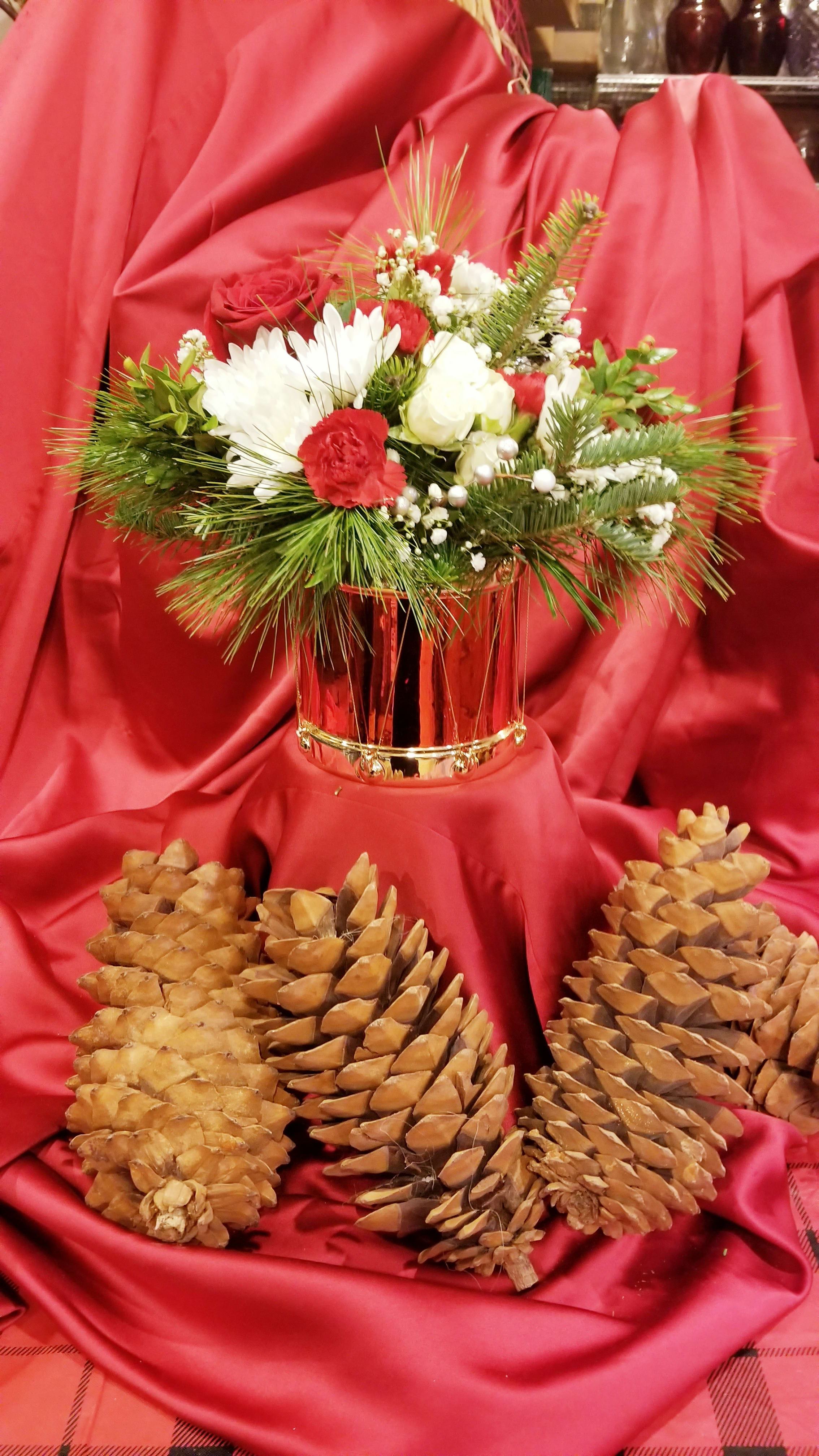 Pam's Christmas arrangement - Red container  - Pam's Christmas arrangement - Red container 