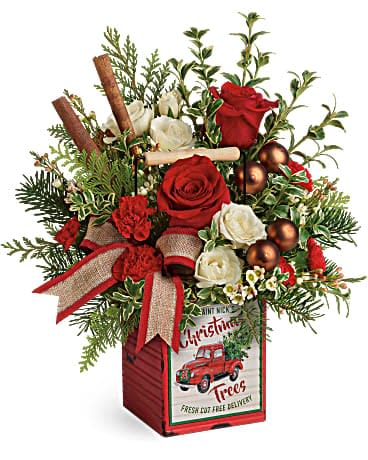 Home Is Where The Heart Is Wooden Box - A Beautiful Holiday Reusable Box With Seasonal Flowers, Evergreens, and Holiday Themed Add Ins. 