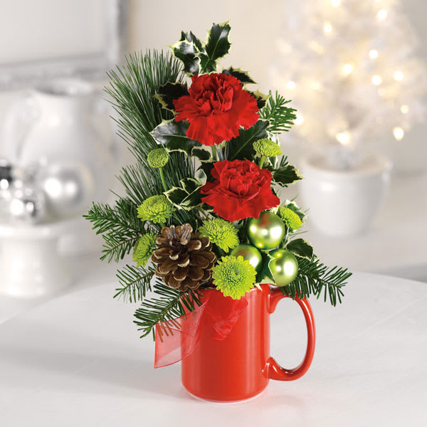 Santa's Cocoa Mug - A bright and cheery, fresh and fragrant holiday greeting this year; it can serve again as Santa's Cocoa Mug next year.