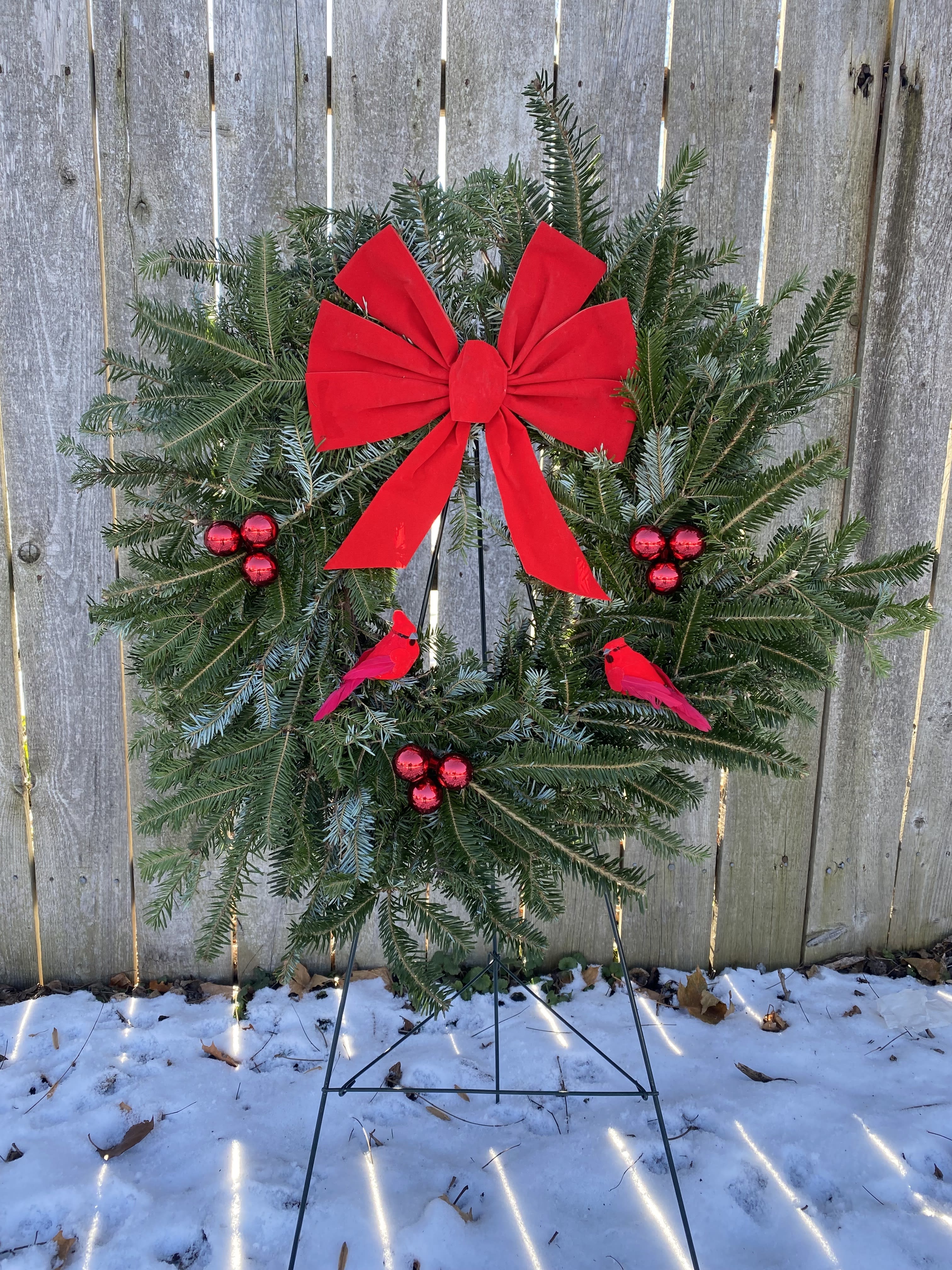 Cemetery Wreath - Lovely fresh wreath. Always custom designed. Includes stand.