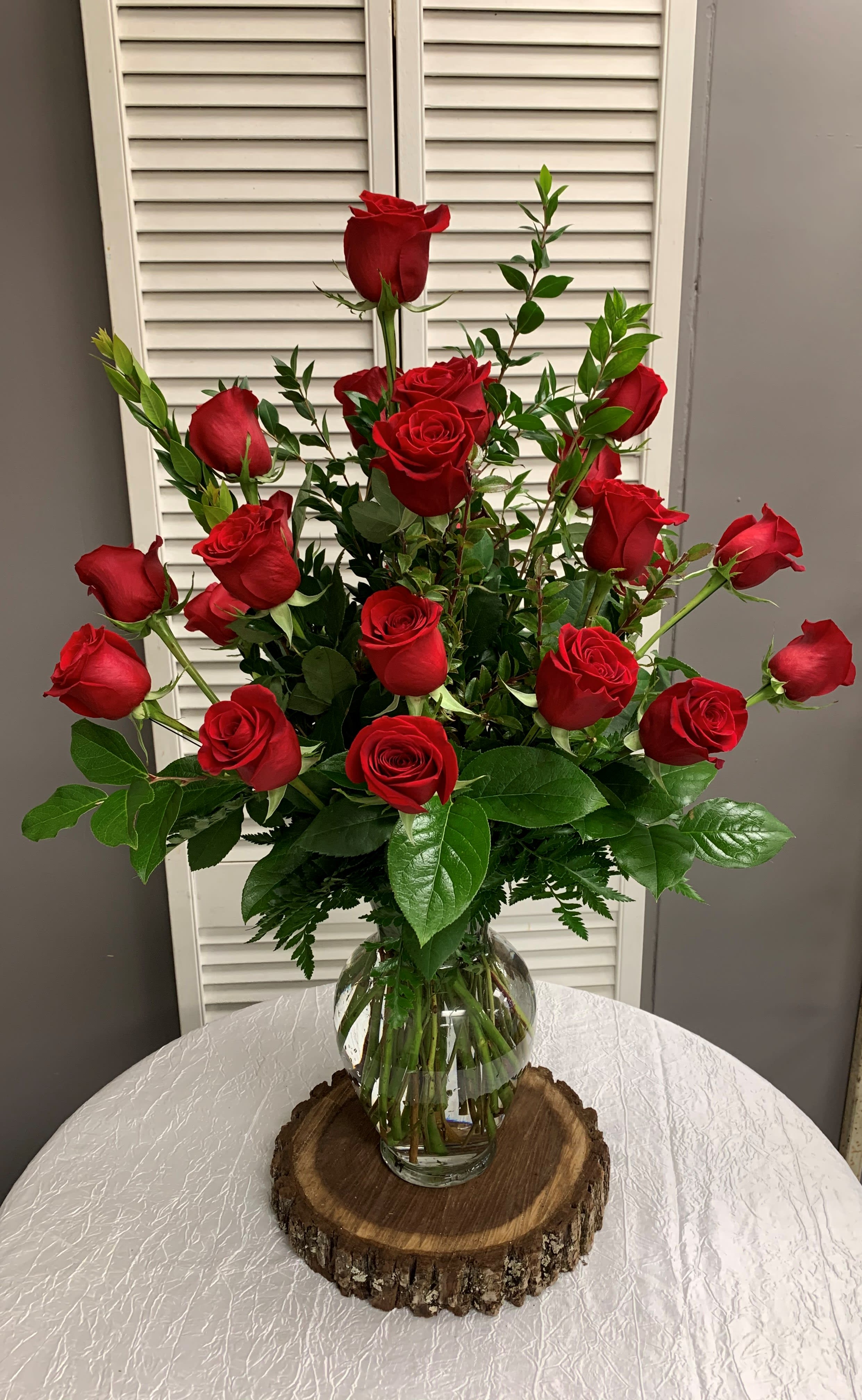 Two Dozen Red Roses - Two Dozen Red Roses Arranged in a Vase without a Filler Flower.