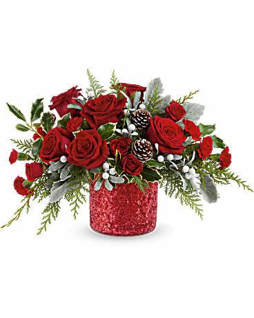 Christmas 3 - Seasonal bouquet with mixed flowers.