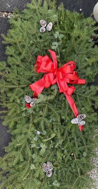 4 foot Christmas Grave Blanket - Decorated fresh greens grave blanket- Decorations may be different then shown. May specify color change in notes.