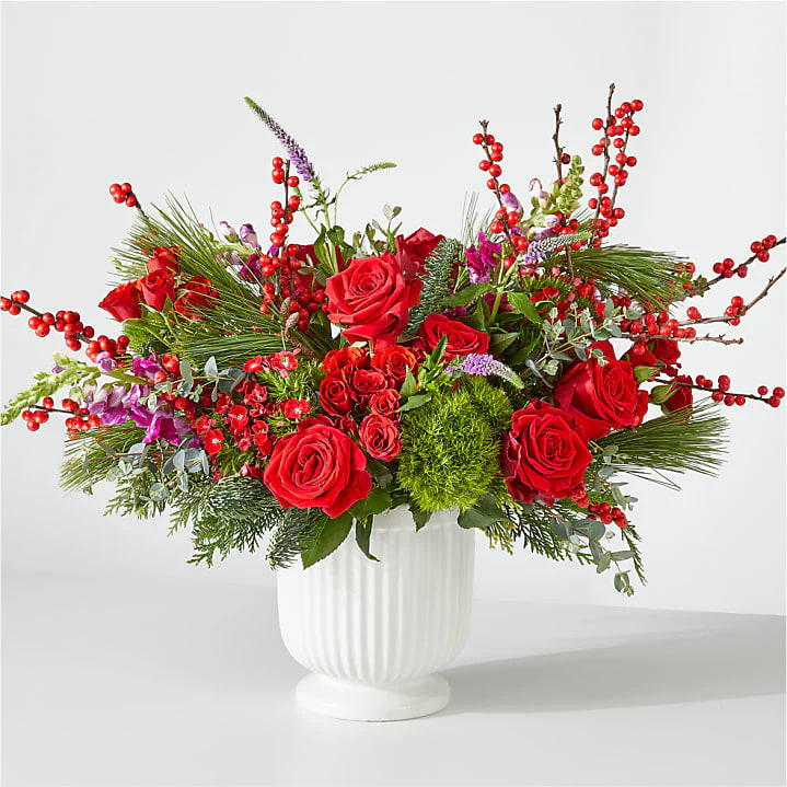 Big Red Bow Bouquet - Roses, branches