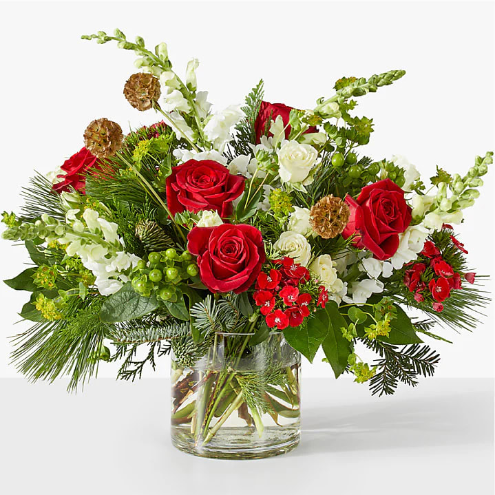 Deck The Halls - Rose Snapdragon Hypericum Berry Christmas Greens