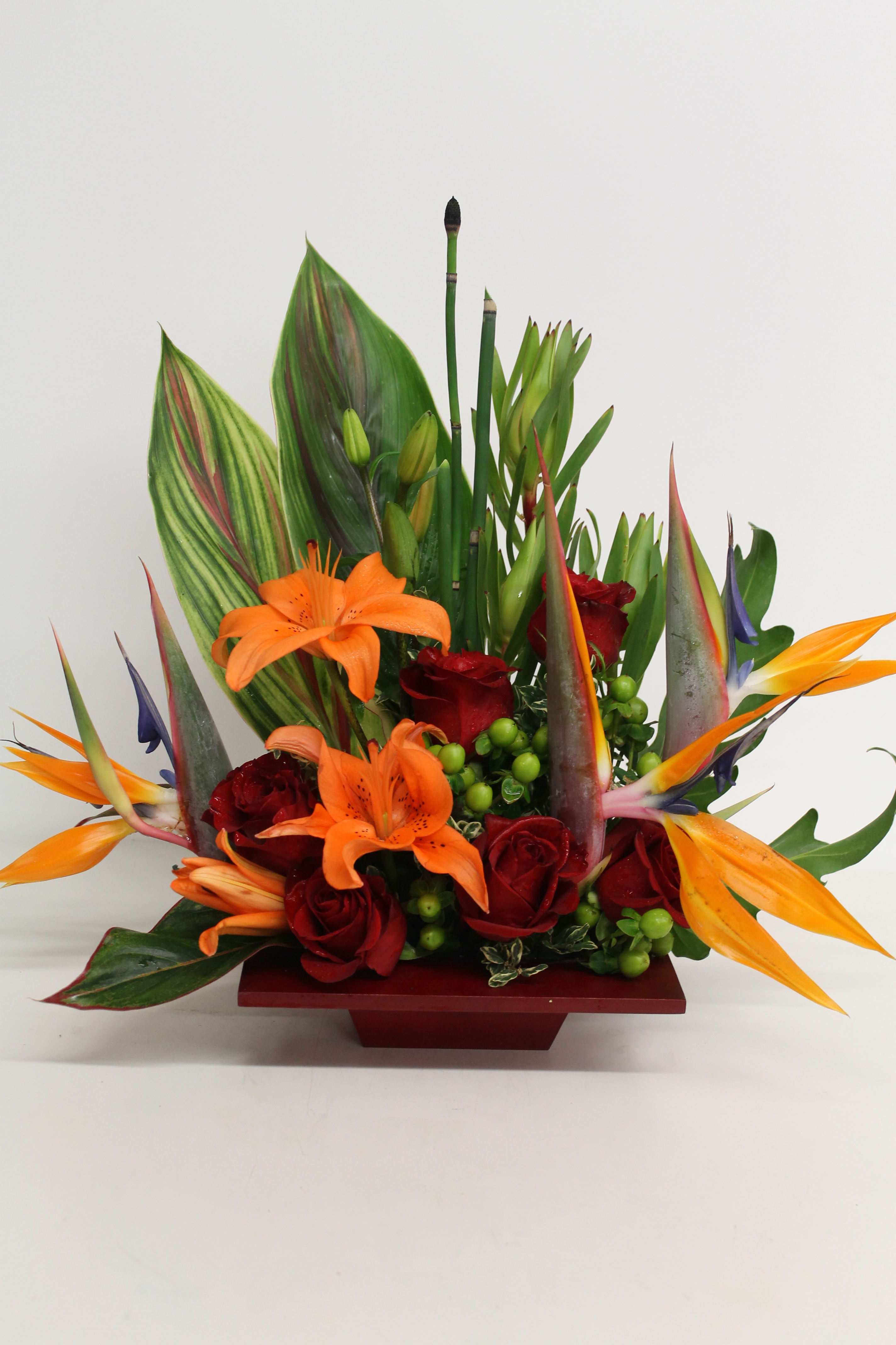 love in Paradise/26 - Bird of Paradise, roses, hypericum, Lily, Asiatic Lily,