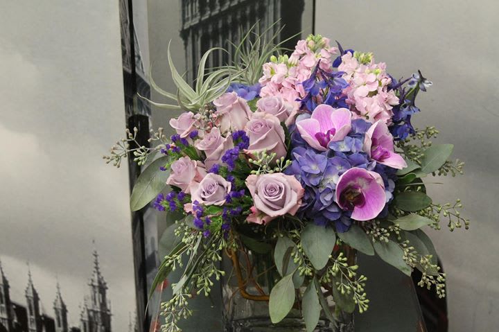 Crescent Moon/26 - Hydrangea, Orchid, Rose, Tillandsia, Stock, Delphinium, 