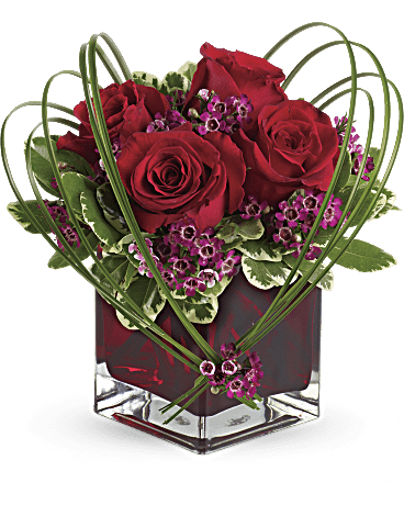 Sweet Thought's - Make a lasting impression with Teleflora's Sweet Thoughts bouquet! Elevate your gesture by choosing the premium version that showcases even more stunning roses, all beautifully arranged in a classic, collectible cube vase in a rich shade of warm crimson. This extraordinary gift will surely capture their heart and leave a memorable impact.   Plus, enjoy the convenience of same-day flower delivery in Ajax, Pickering, Whitby, and Oshawa. Don't miss the chance to show just how much you care!