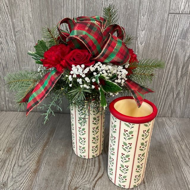 Holly Jolly - Keepsake ceramic container decorated with festive holly.