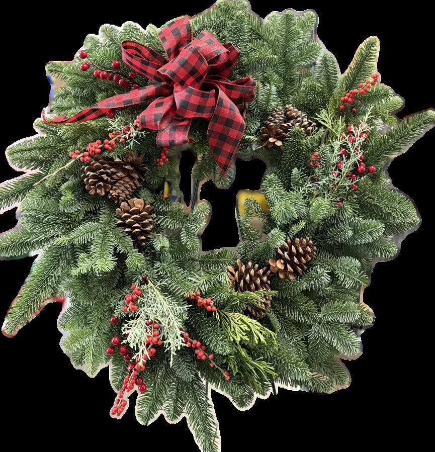 Classic Holiday Wreath - It's not Christmas without a fresh Christmas wreath on your door! Send the spirit of the season to someone special with this classic piece of holiday decor. The 24-inch wreath is composed of fragrant noble fir with touches of juniper and red berries, and is hand delivered by a local florist to ensure maximum freshness