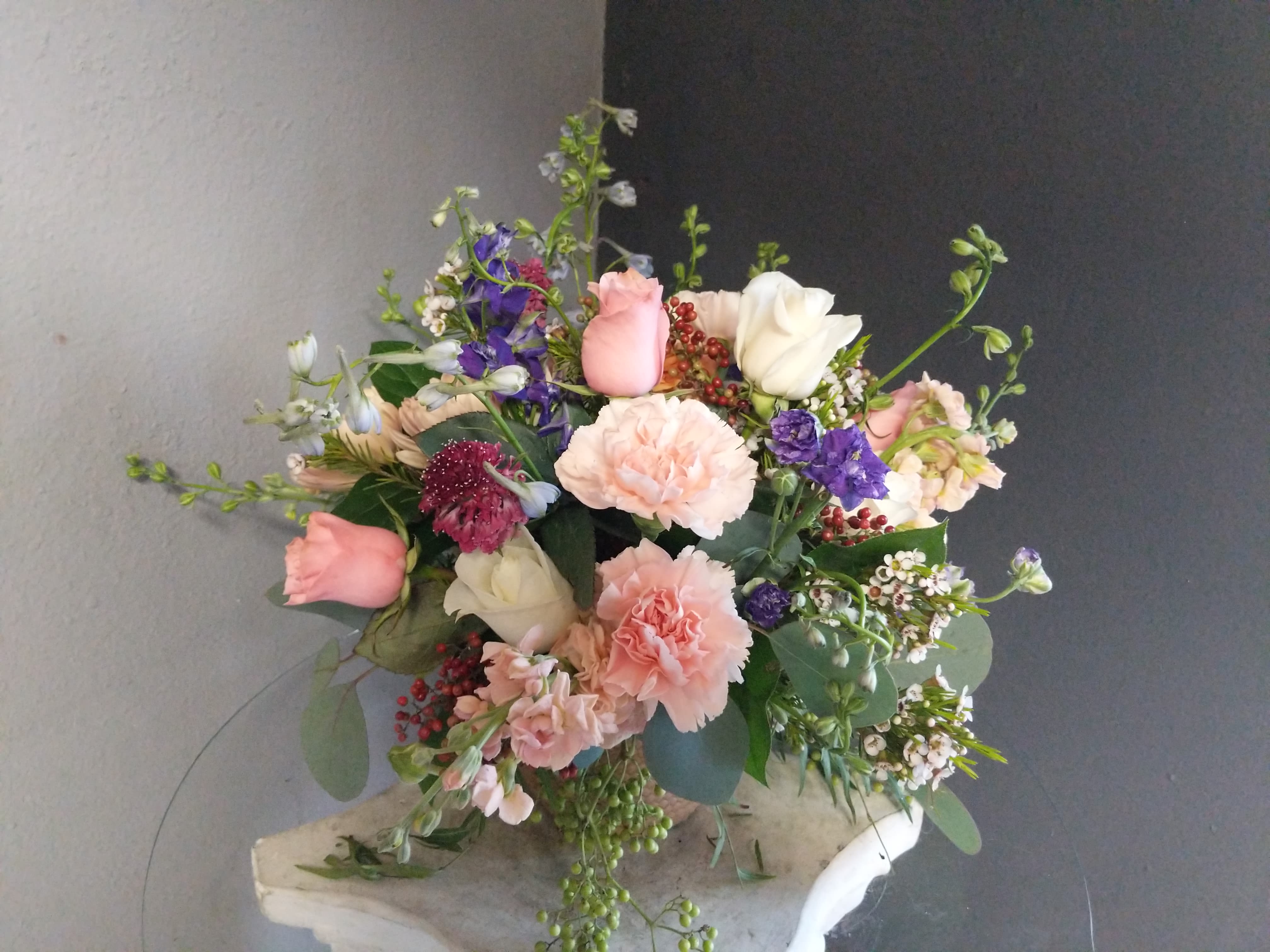 # 126 Winter Floral Arrangement - A beautifully selected bunch of the freshest flowers in a vase uniquely arranged by hand.