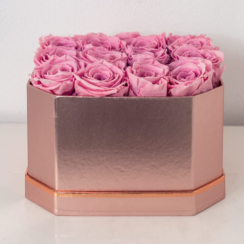 Pink Illusion Roses - Real preserved roses lasting years! (roses can be any color upon request/availability, box/vase may vary) 