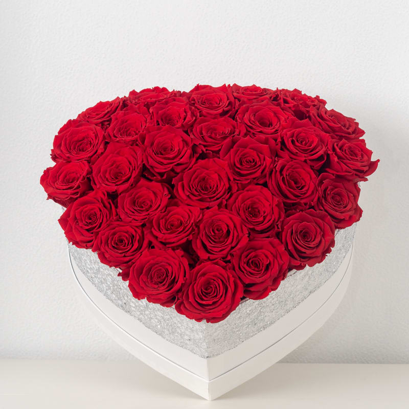 Classy Roses - Real preserved roses lasting years! (roses can be any color upon request/availability, box/vase may vary) 
