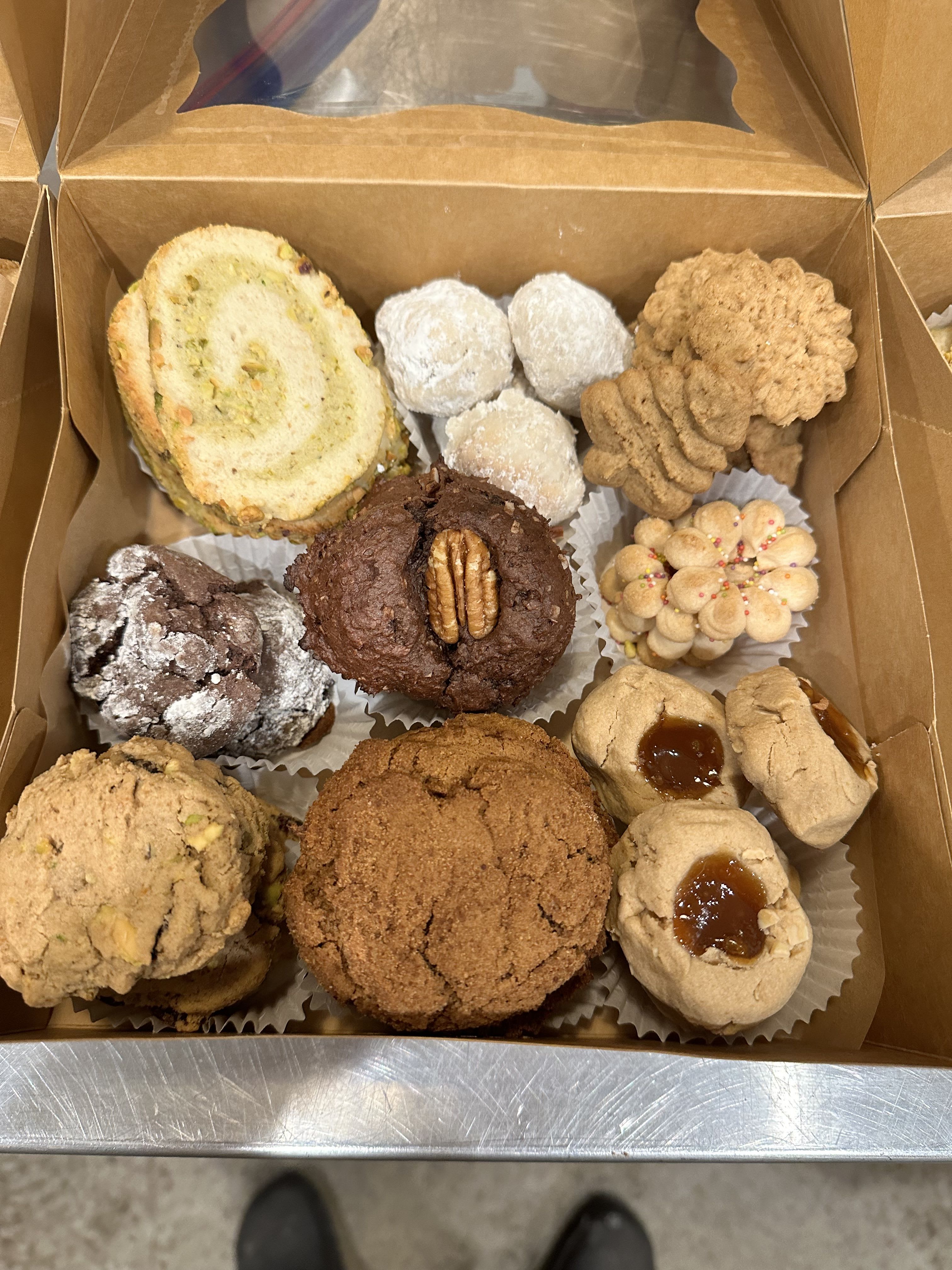 Gluten Free Vegan Holiday Cookies (Contains NUTS) - A Cookie Exchange Assortment of Gluten Free and Vegan Holiday Cookies made with Organic Ingredients. Approximately 30ish Cookies.  (Contains NUTS) Delivered in a Bakery Box wrapped with Fabric Ribbon.