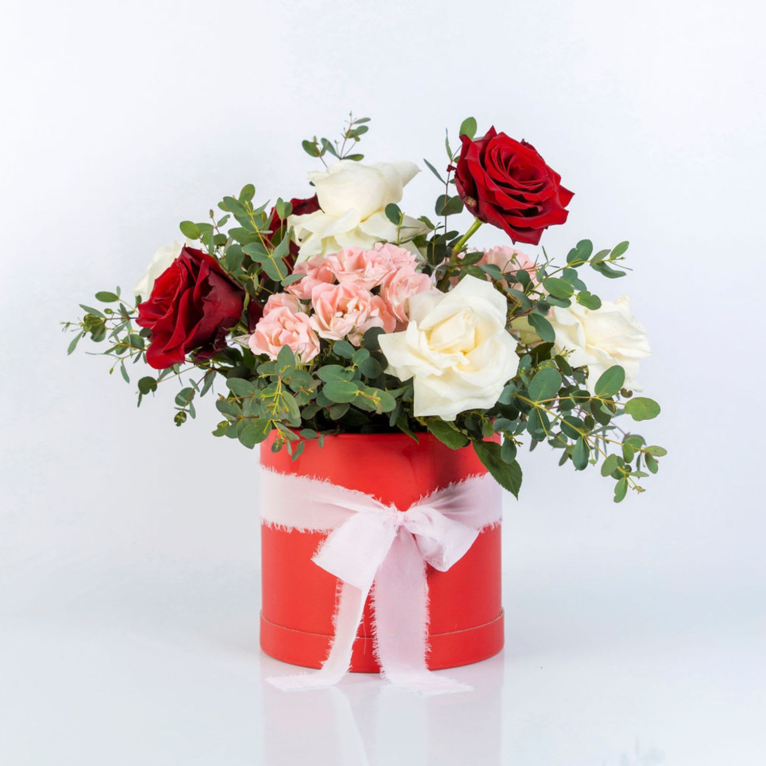 Sweetest Love - An airy &amp; delicate design consisting of premium red &amp; white roses, spray roses &amp; foliage in our signature box with a pretty ribbon detail.  Small Box - Standard  Medium Box  -Deluxe  Large Box - Premium