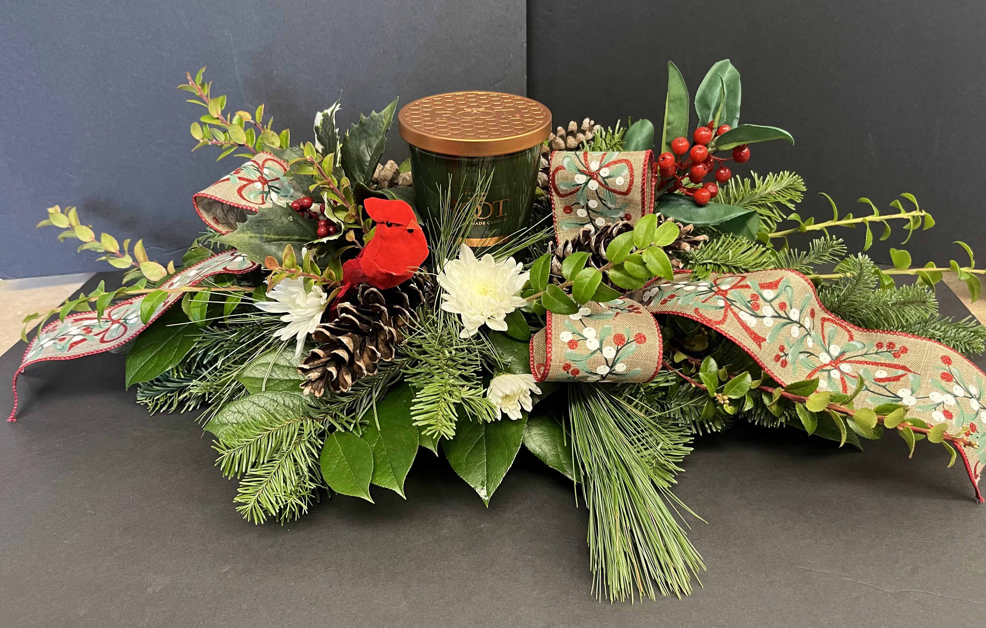 Cardinal Cheer - Beautiful Christmas Cardinal Centerpiece