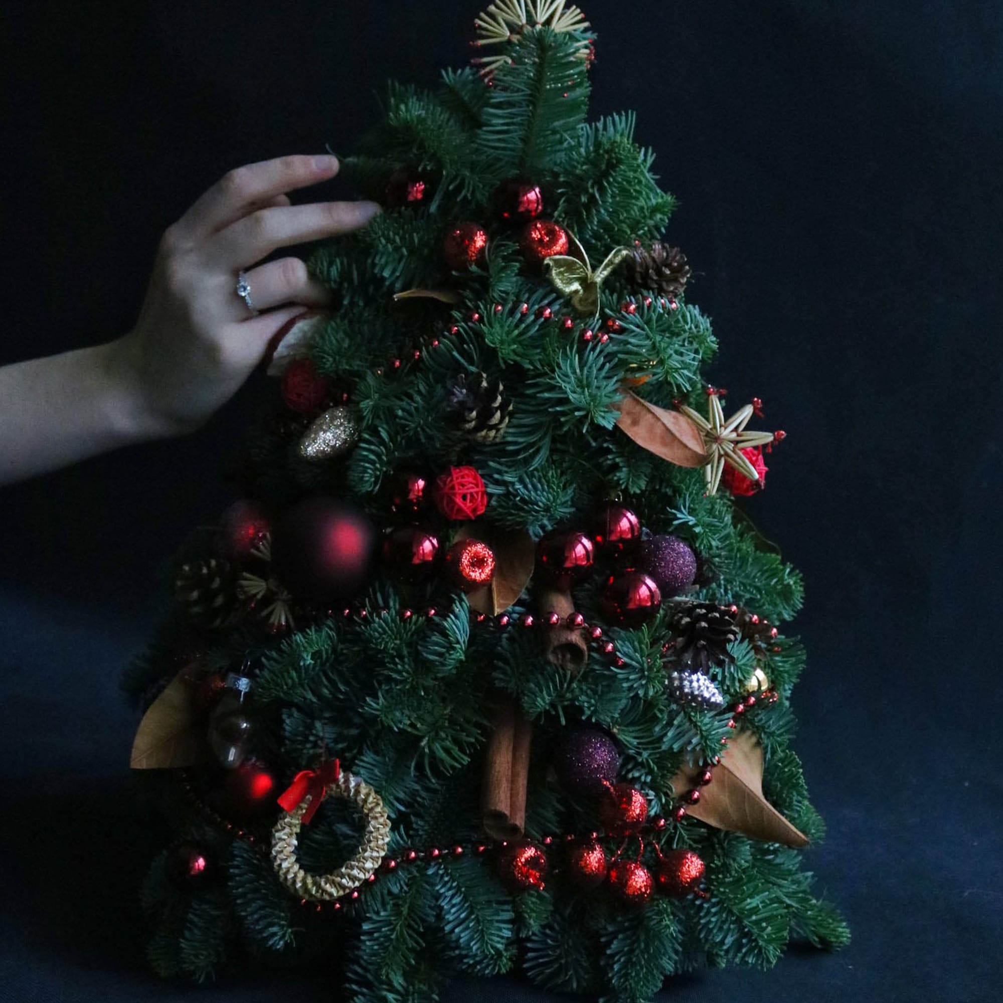 Red Christmas Tree - Small Christmas tree with decorations