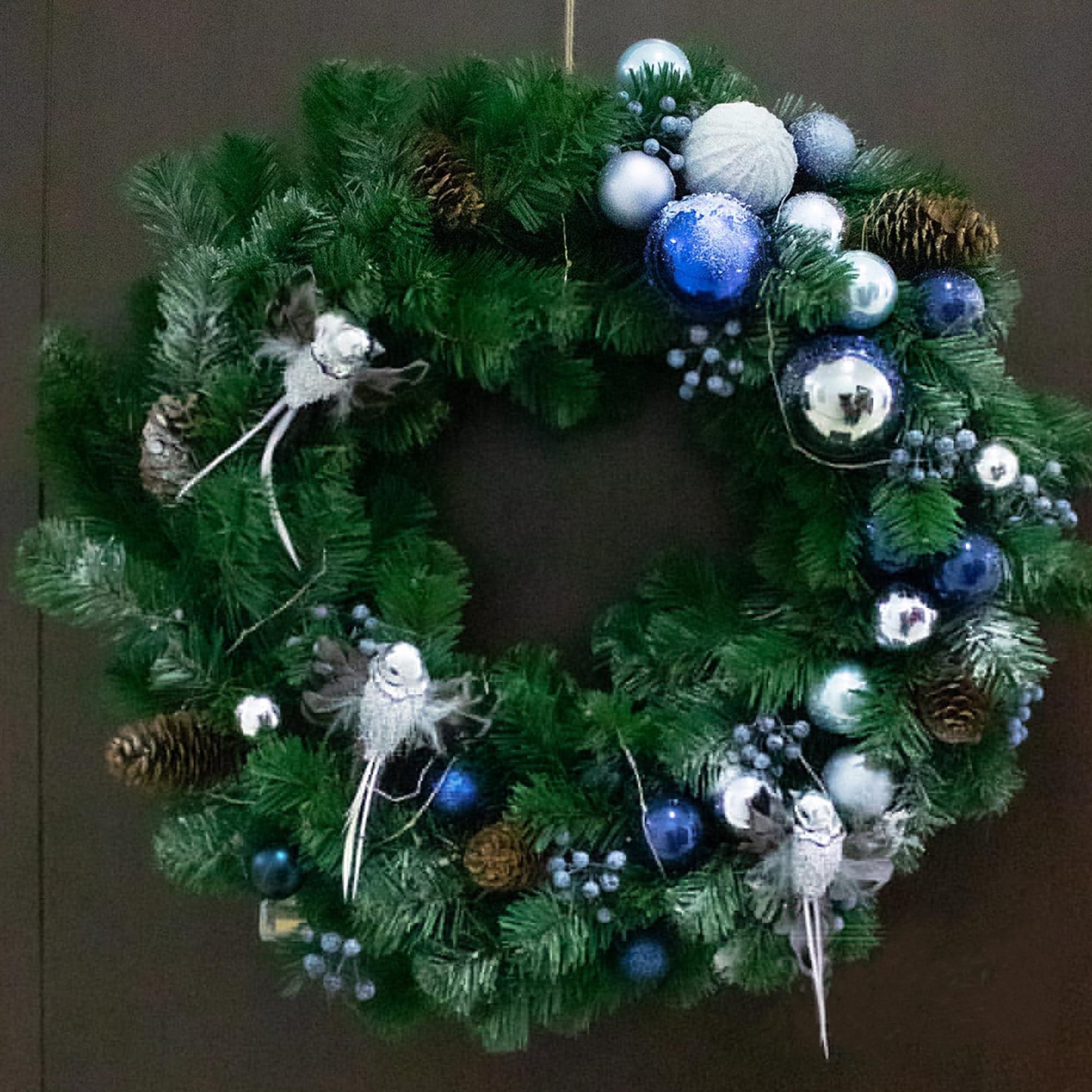 Wreath with Blue Decorations  - Wreath with Blue Decorations 