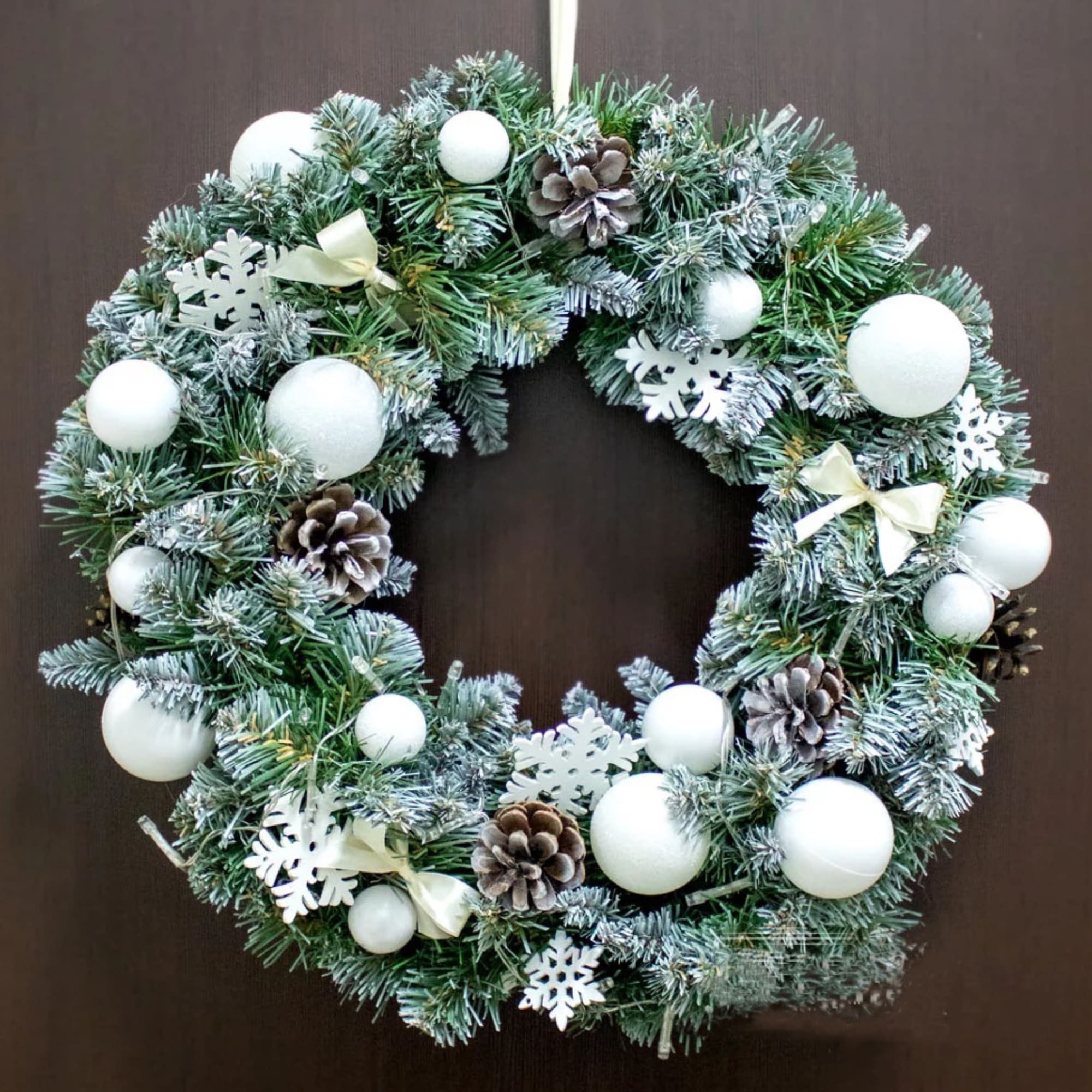 Wreath with White Decorations  - Wreath with White Decorations 