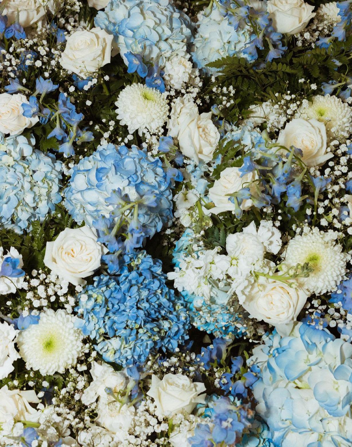 Blue Serenity- Designer's Choice - A calming palette of powder blues and creamy whites, perfect for elegant garden parties or serene celebrations.