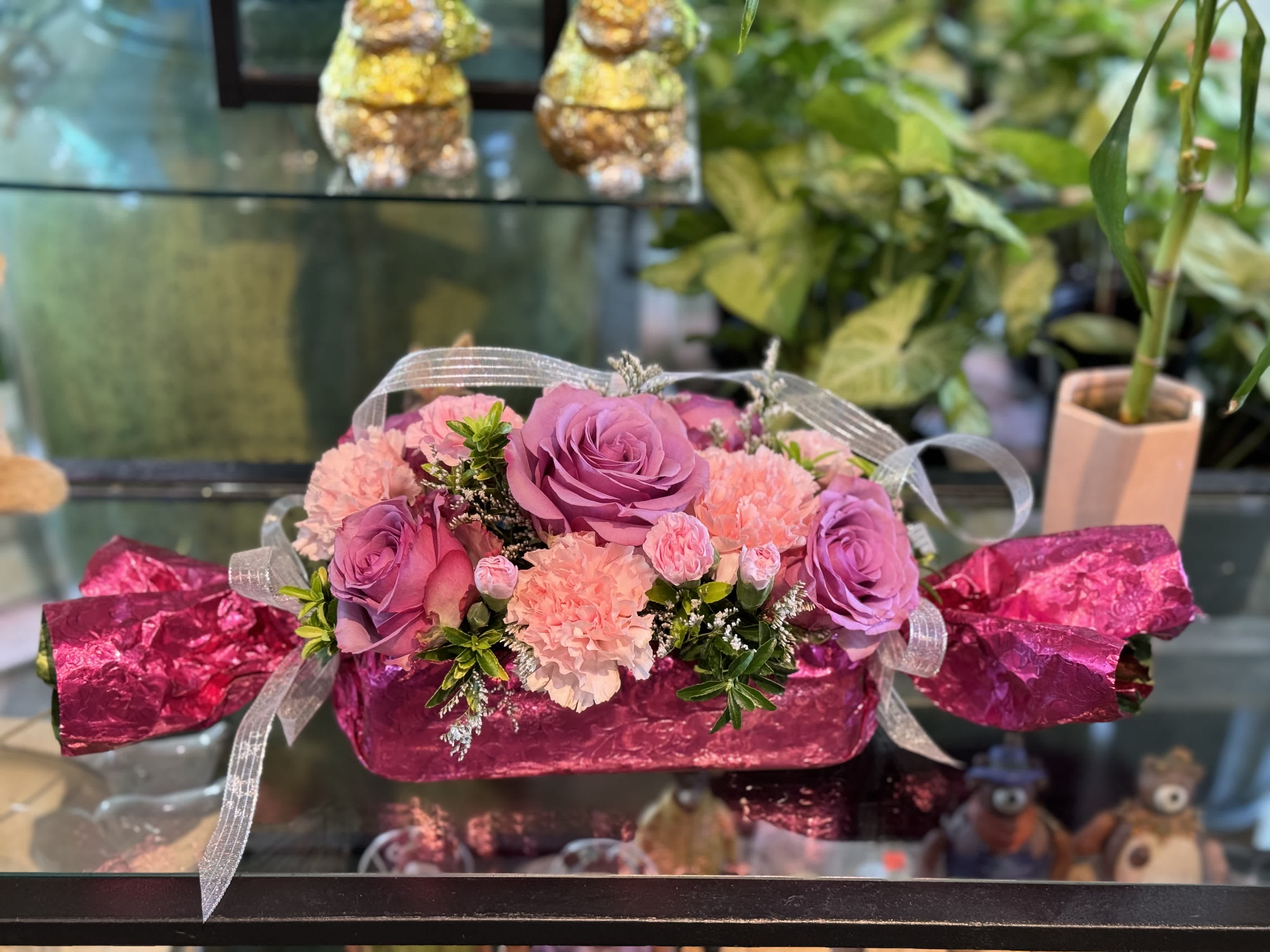 Candy Love  - For the sweetest person in your life! a lovely candy box with beautiful flowers (FLOWERS VARY)