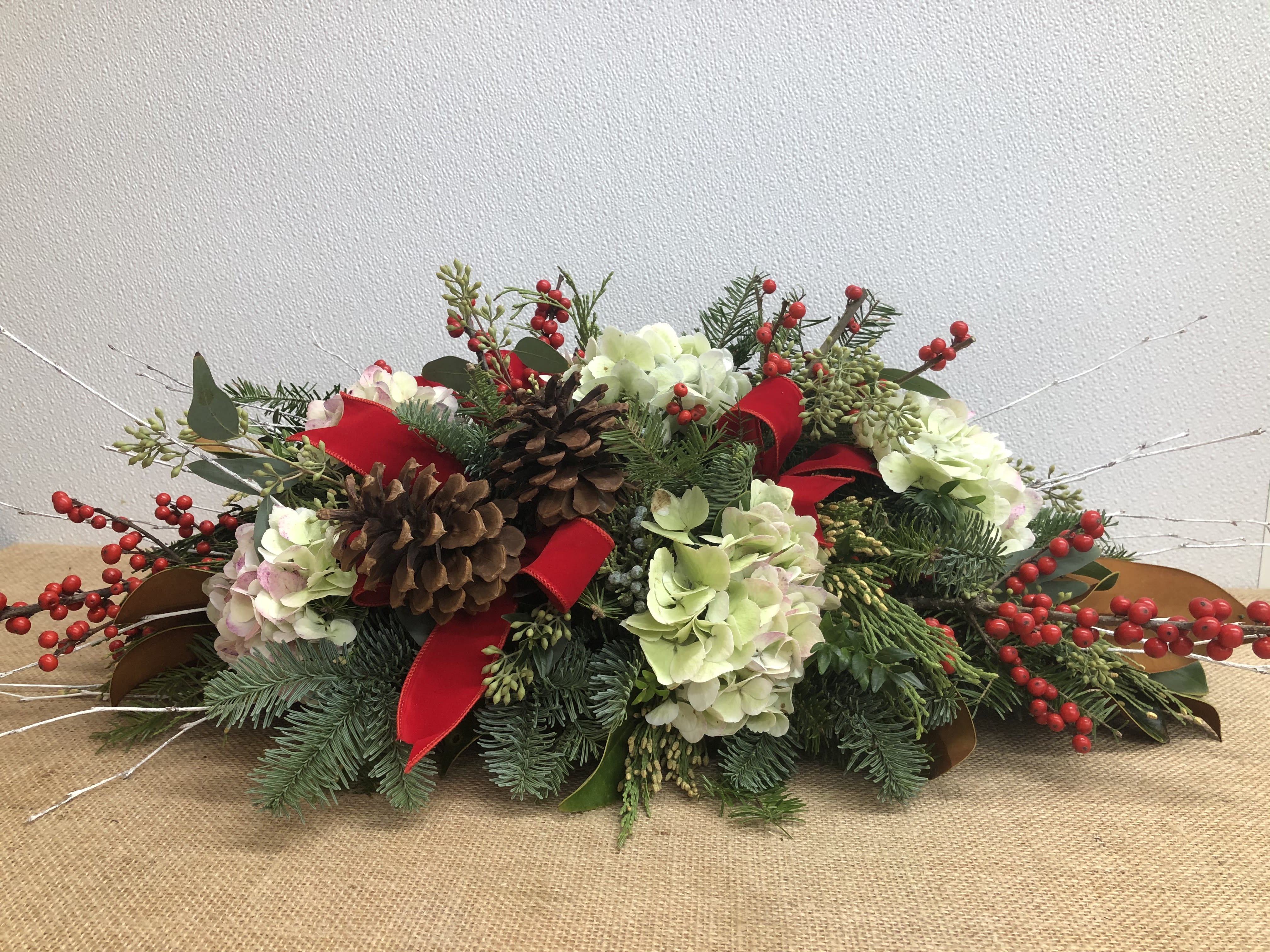 Merrily on High - Long and Low Christmas Arrangement for Your Holiday Table