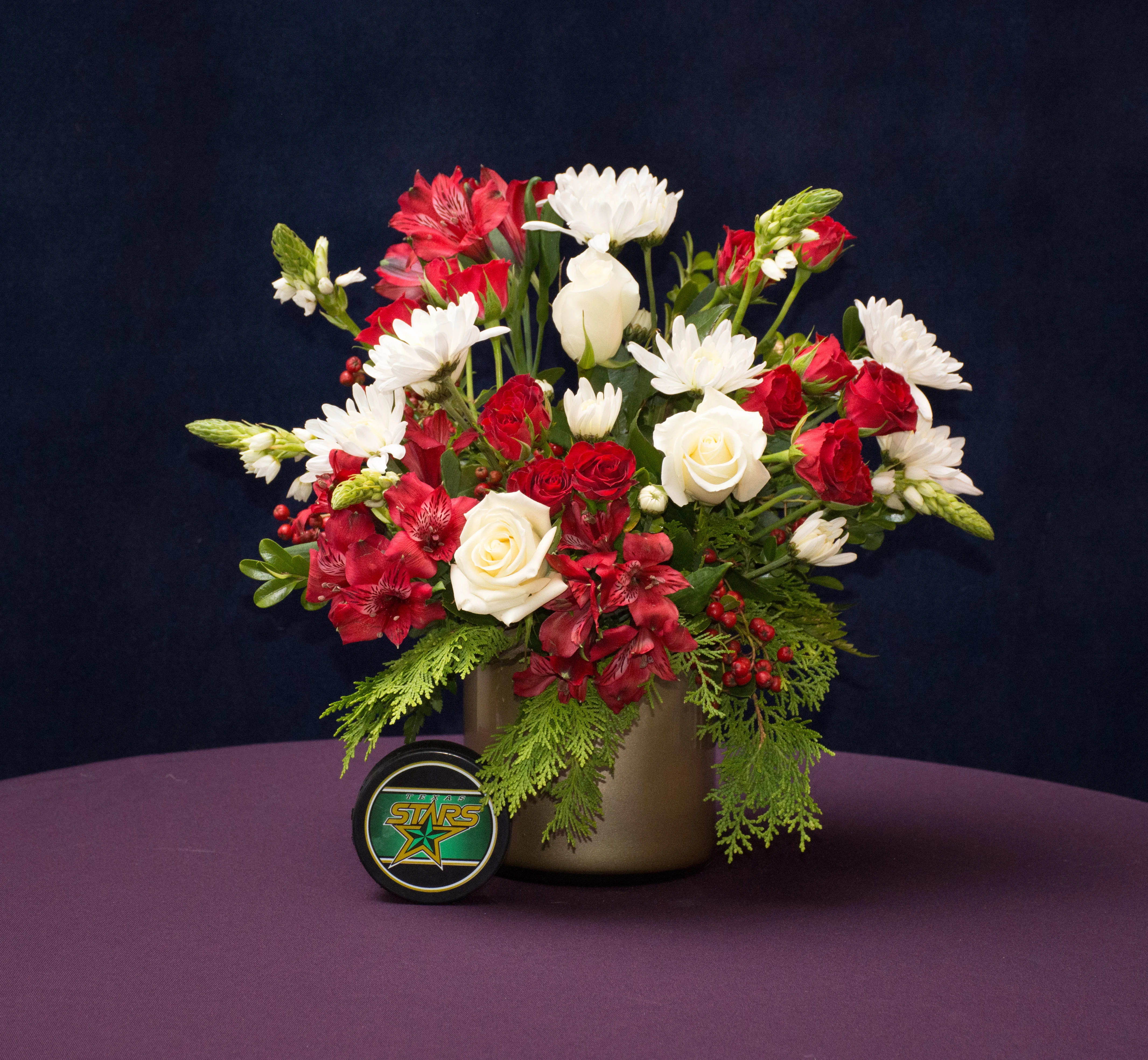 Bethlehem Star - Bethlehem Star has all the charm of the traditional Christmas Arrangement. Your recipient will enjoy this arrangement as the flowers continue to come to full bloom.  Especially the Star of Bethlehem. 