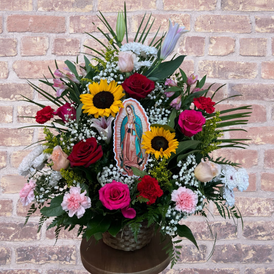 Virgin Mary Tribute- Mixed - Medium mixed one faced basket.