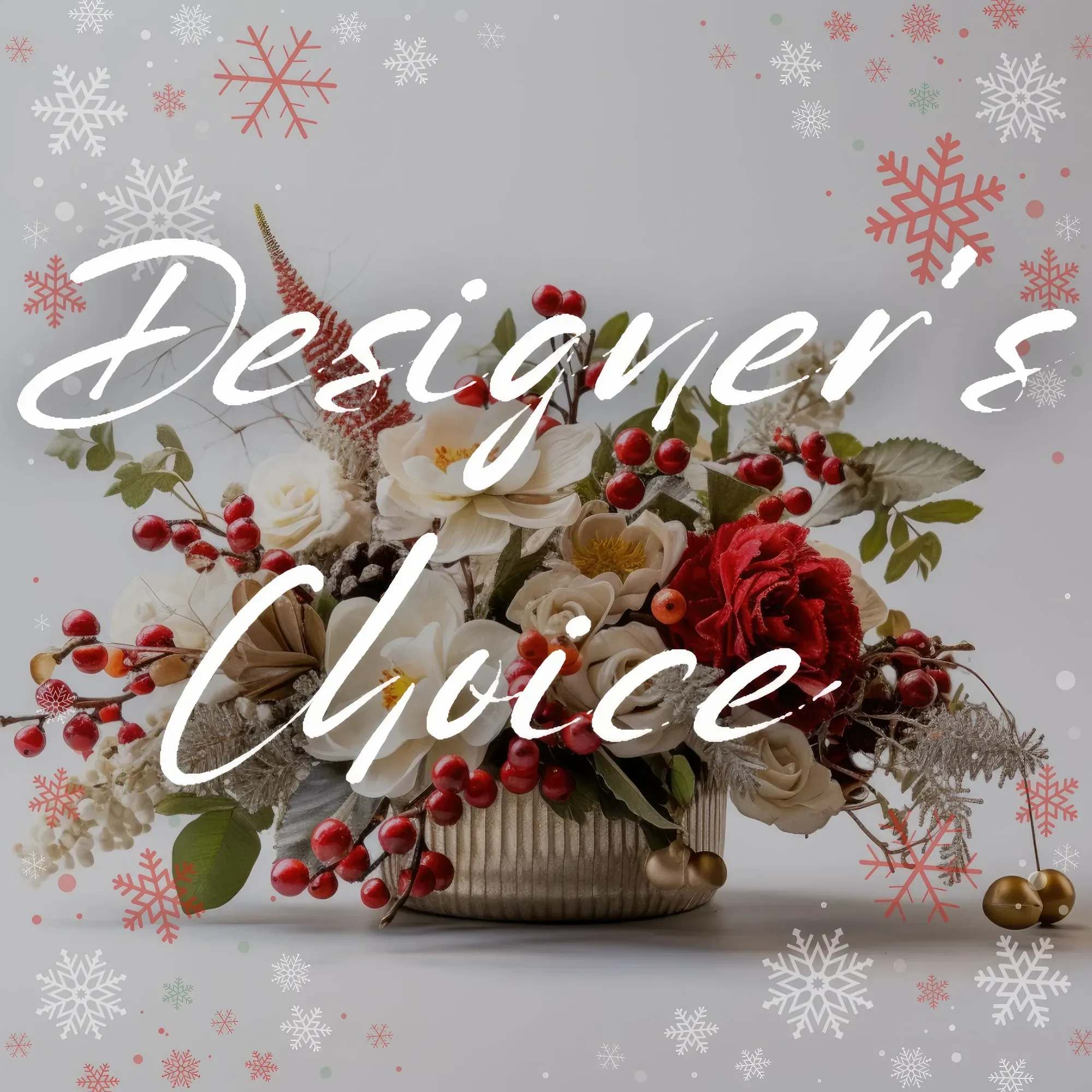 Holiday Designer Choice Centerpiece - An assortment of fragrant holiday greens and flowers a beautiful centerpiece to enhance any table for the holidays.