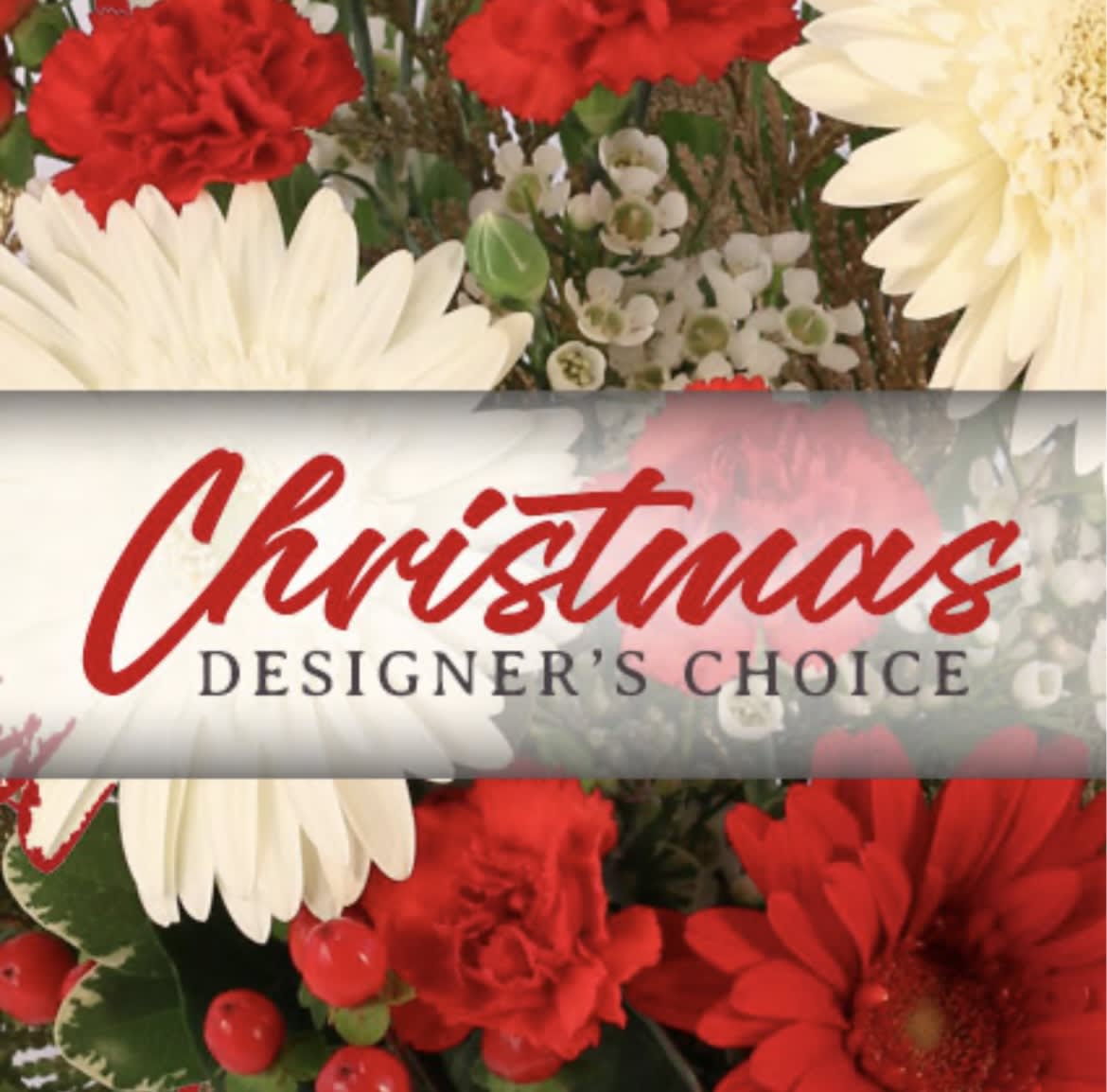 Christmas designer’s choice - A seasonal holiday arrangement created with the freshest flowers that day. Our designers will choose a seasonal mix to complement any decor.
