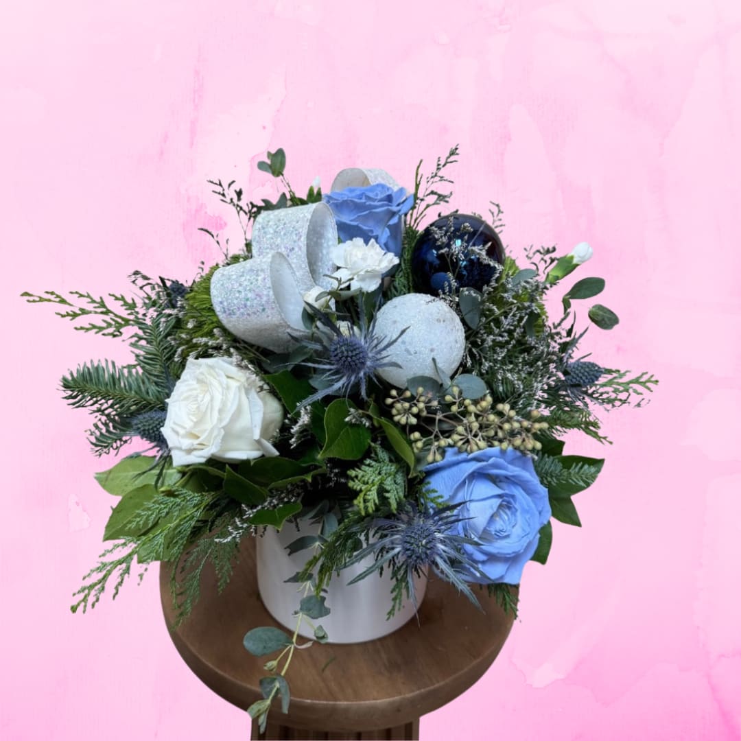 Holiday Winter Wonderland Centerpiece - Ceramic vase centerpiece 