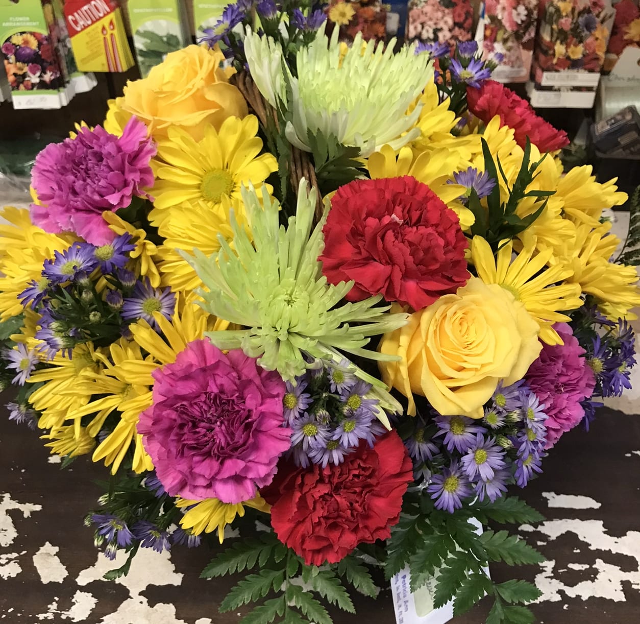 FR-70 Designer Chouice - Designer choice of fresh cut flowers - in vase or wicker basket.  Colors can be requested or designer can choose.