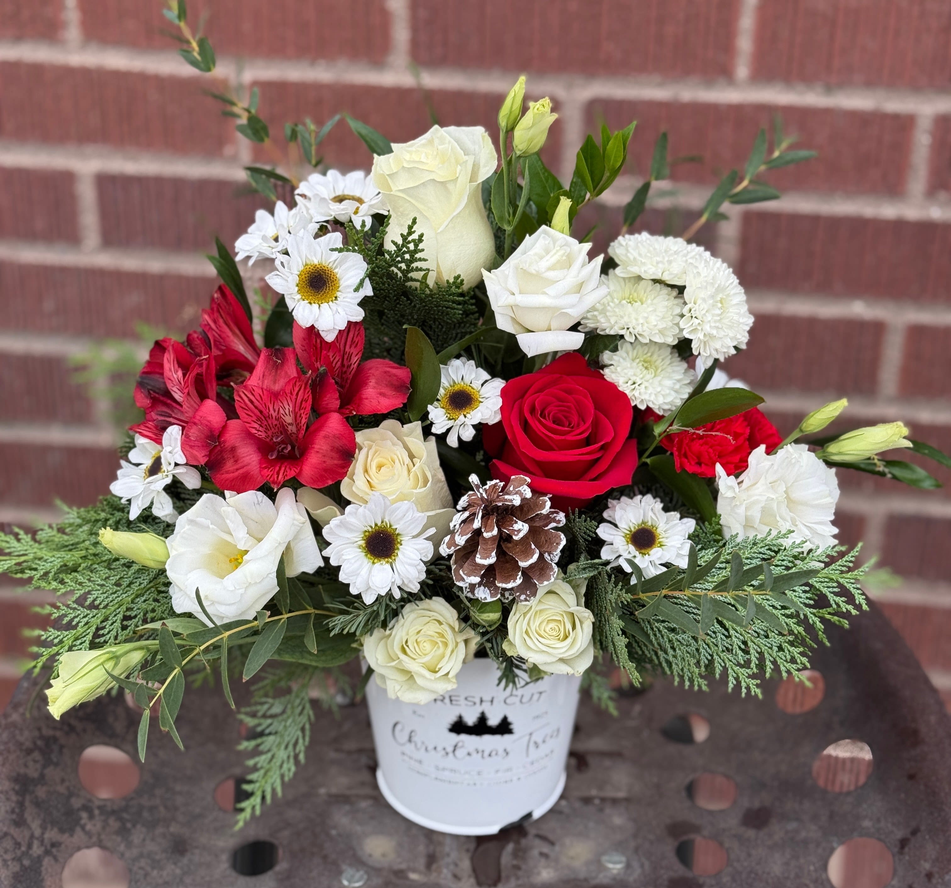 Winter Tree Farm - In a rustic, decorative tree farm tin and full of fresh pine. 