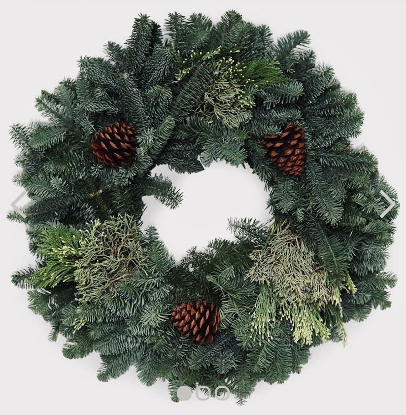 Christmas Wreath - Pine needles wreath with pine cones decorations Wreath size: 20"