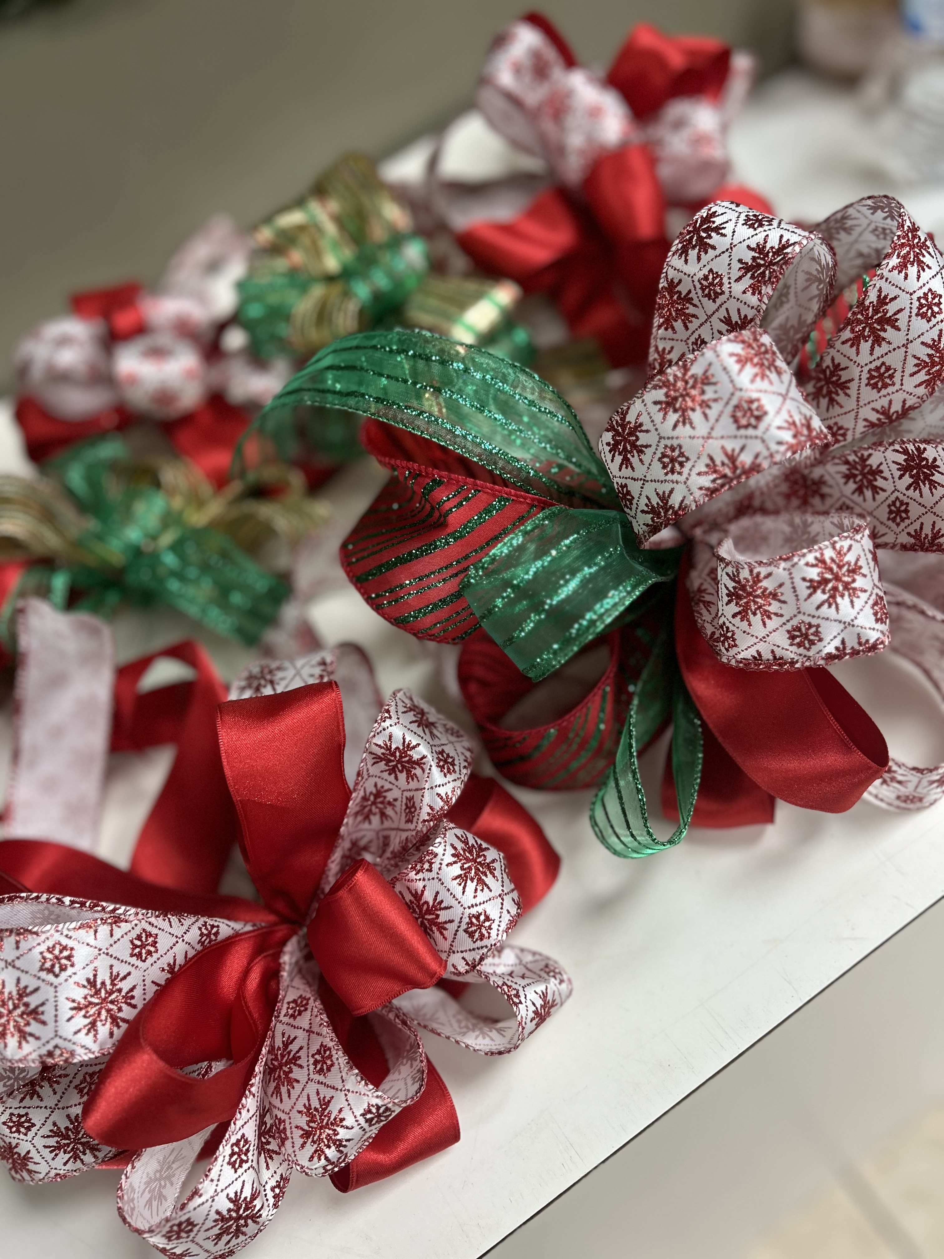 Christmas Bows Set of 4 for Trees/Wreaths - Beautiful selection of bows and ribbons for your holiday decorating. 