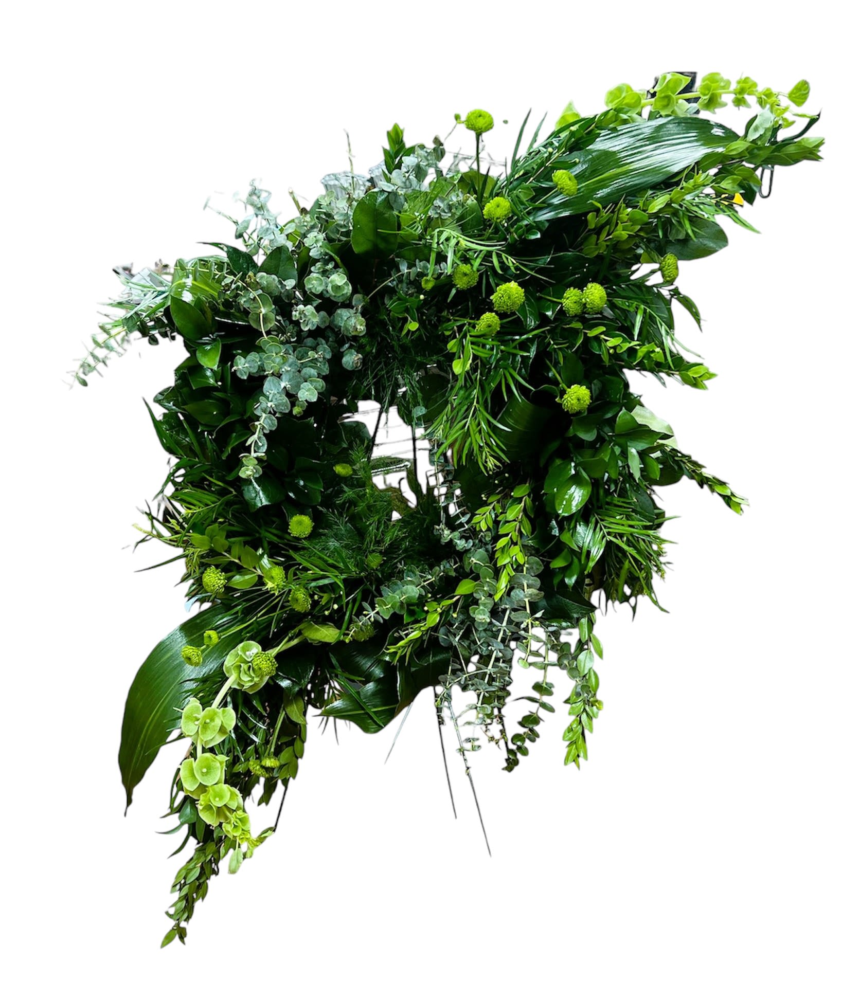 Foliage Spray - A beautiful selection of seasonal foliage on an asymmetrical wreath design. 