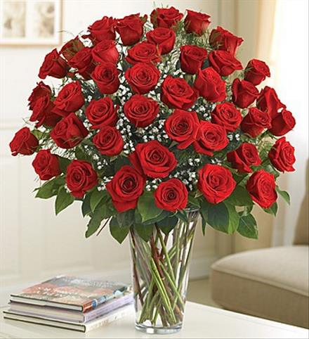 4 Dozen Premium Red Roses - 4 Dozen Premium Red Roses Our premium red roses are an elegant surprise for the one you can trust, the one you can turn to, the one you love with all your heart. Beautifully arranged by our expert florists with lush greenery inside a classic glass vase, 48 radiant blooms are hand-delivered and ready to delight them for any romantic reason. 4 Dozen Premium Red Roses #rosesrosesroses #rosesarered #iloveyou #anniversary  4 Dozen Premium Red Roses