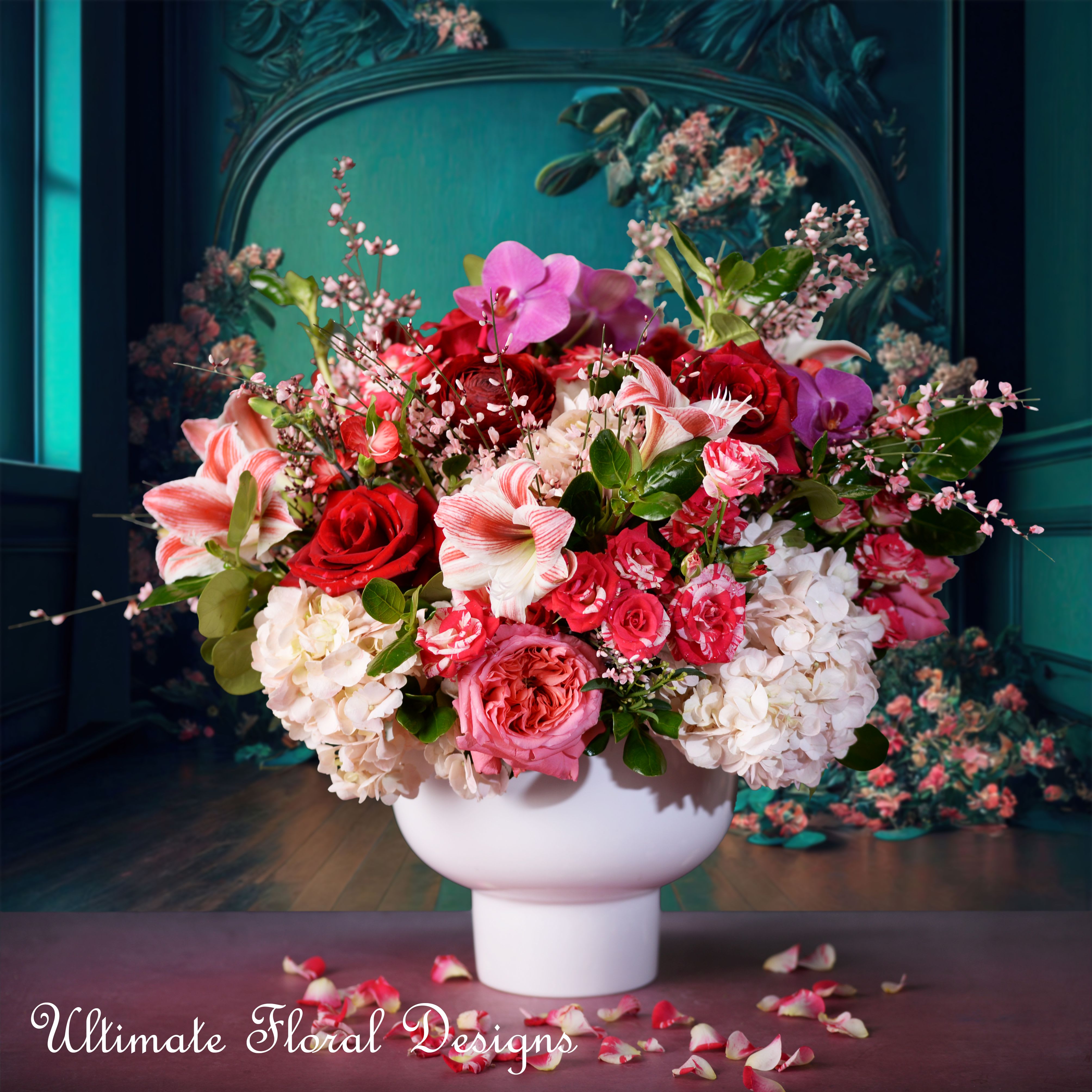 Fantasy - “If you remember me, then I don’t care if everyone else forgets.” ― Haruki Murakami Hydrangea,Amaryllis,Ginestra,Ranunculus,Orchid,Garden roses