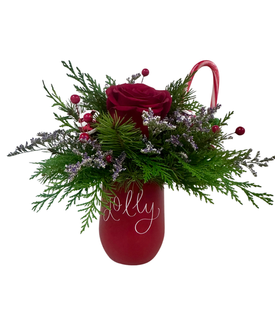 The Jolliest! - This holiday wine tumbler is filled with a season full of good cheer!
