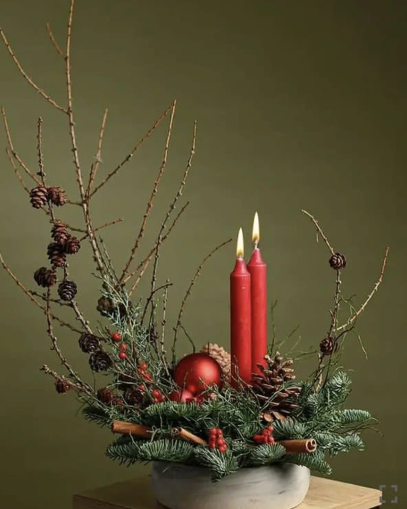 Christmas Centerpiece #2 - Enhance your festive gatherings this season with a beautifully naturally crafted Christmas centerpiece arrangement. These arrangements not only brighten up your dining area but also add a touch of elegance and holiday spirit to your home.