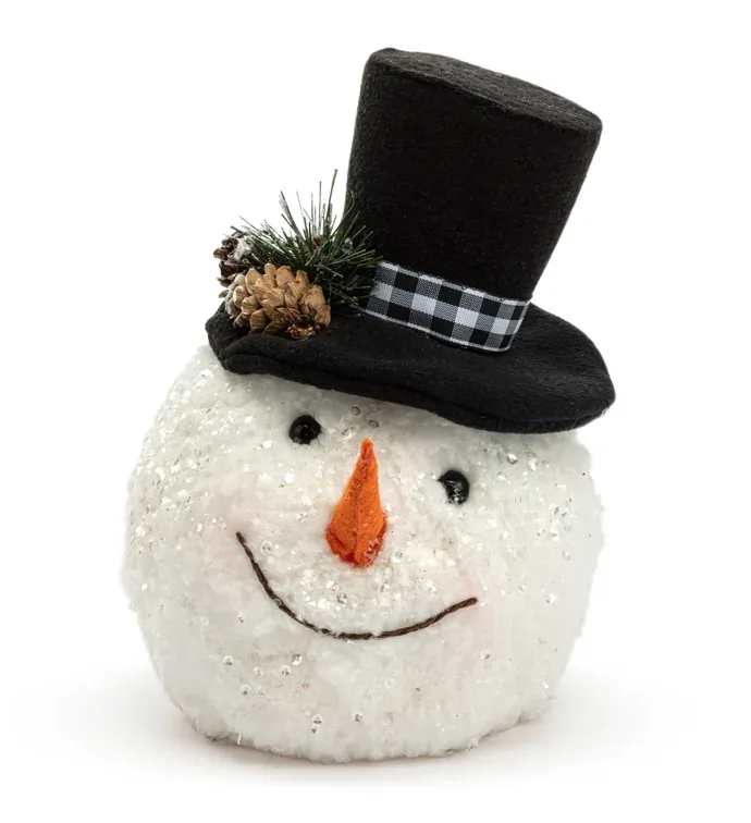 The Black Hat Snowman - 7&quot; H x 4.75&quot; L x 5&quot; W Polyester/Styrofoam Black Hat Snowman Head