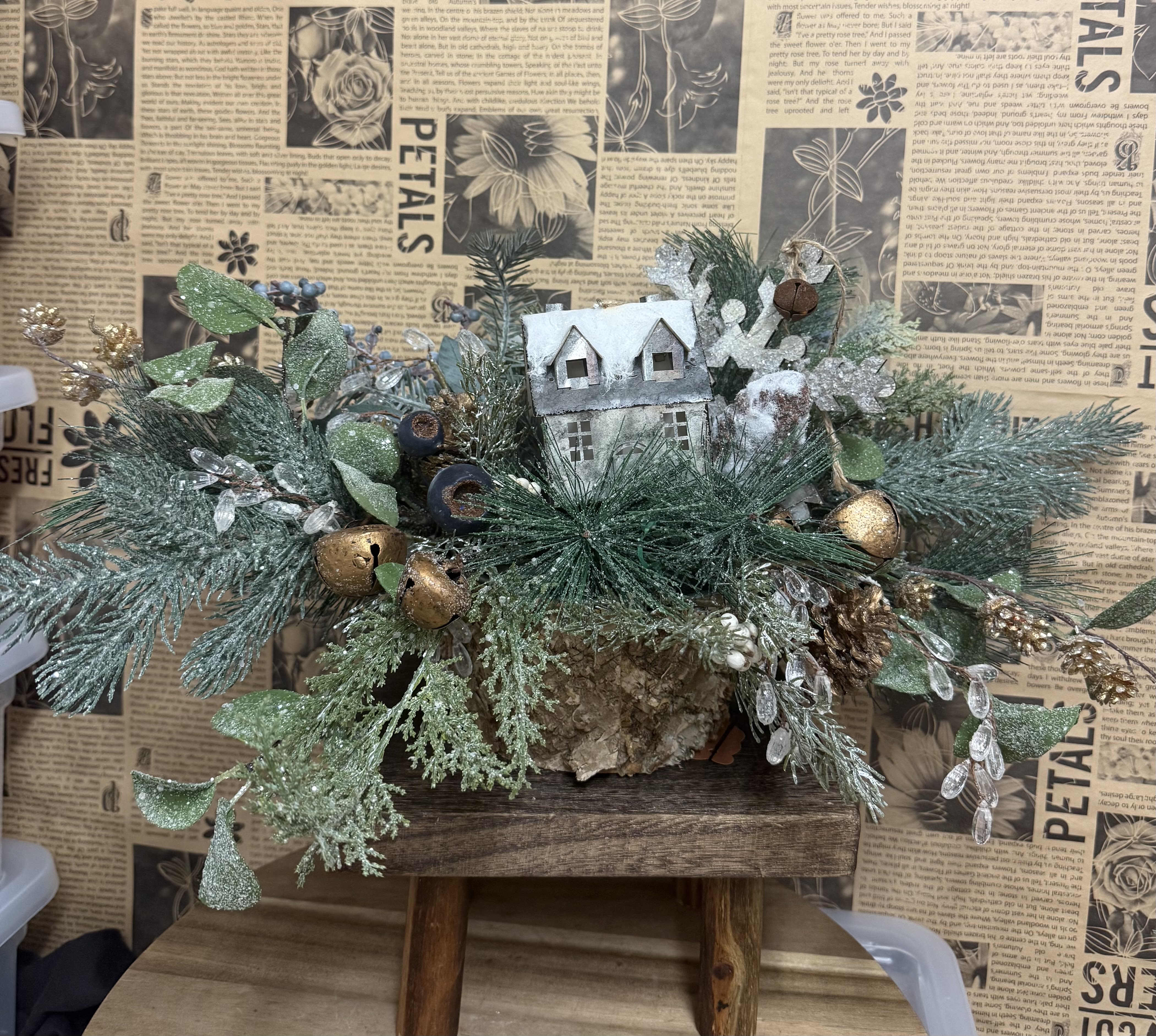 Cabin in the Woods - Silk - Silk Floral Arrangement with Tin House